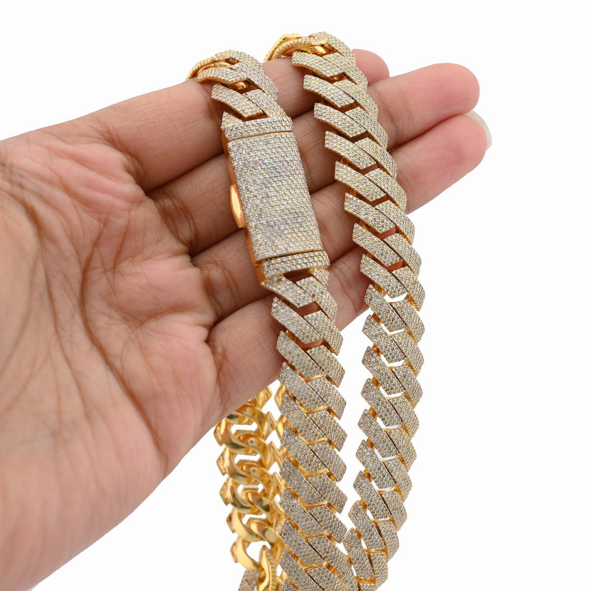 10K yellow Gold 23.5CT Natural Diamond 14MM Cuban Link Chain 22" Men Necklace 169.6g — view 9
