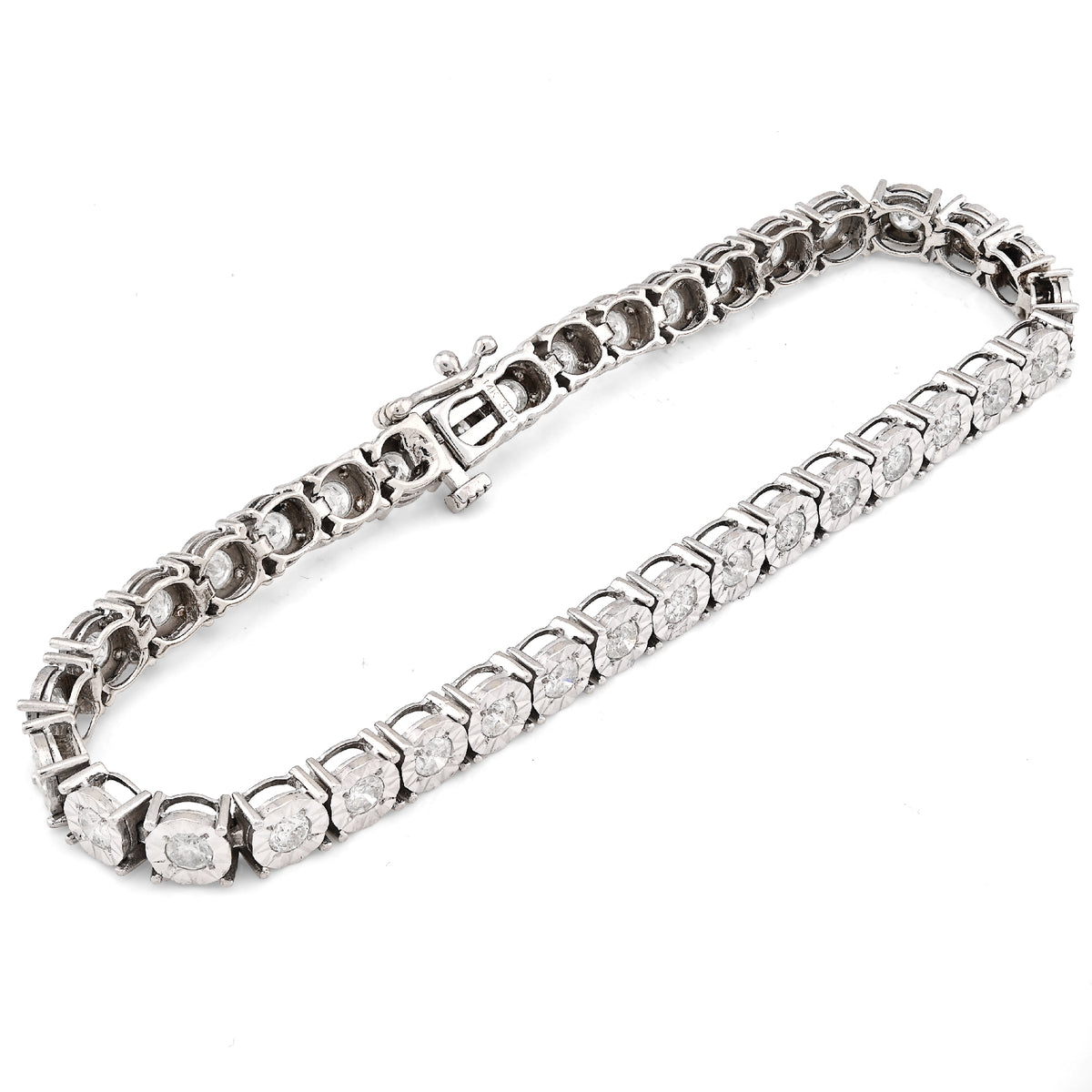 14K White Gold 3 CT Natural Diamond Tennis 7" 4.5MM Bracelet — view 8
