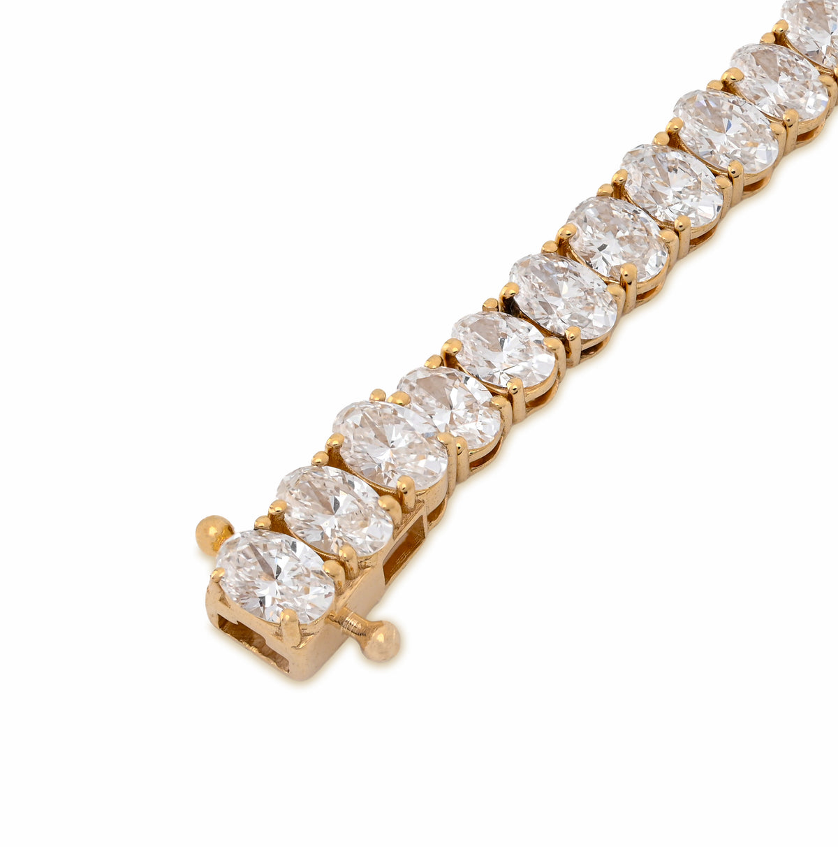 14K Yellow Gold 8.70CT Lab Oval Shape Diamond 7" 10.2g Men Women 4MM Tennis Bracelet — view 2