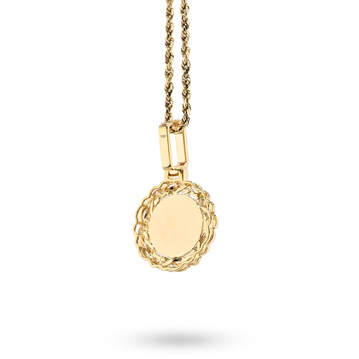 10K yellow Gold 0.50 CT natural Diamond Memory Pendant Picture Men Women Charm — view 3