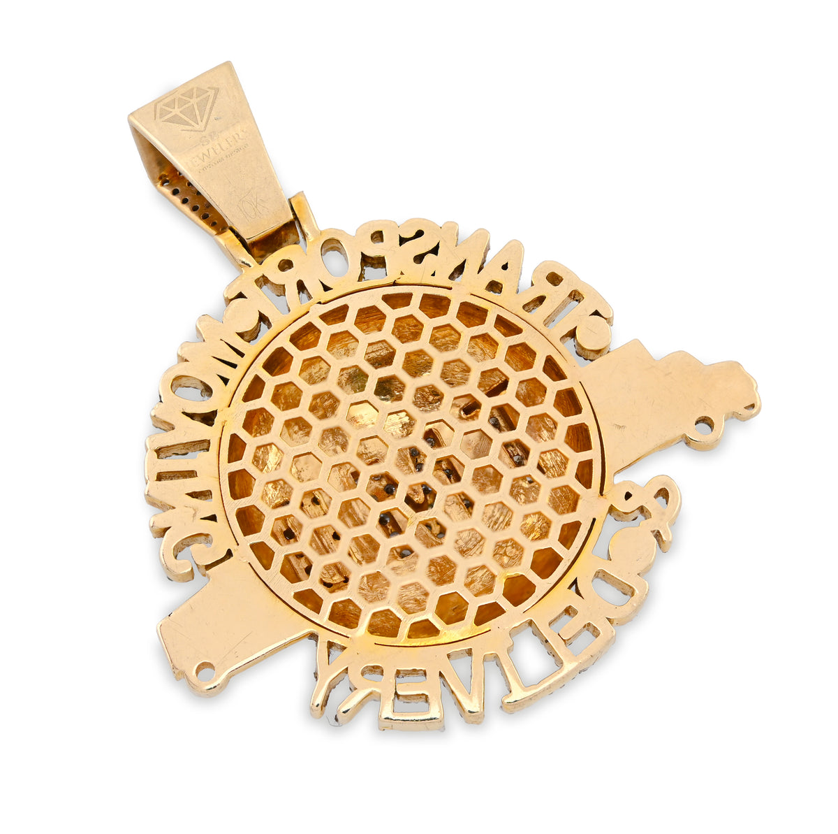 10K Yellow Gold "Transport, Moving & Delivery" Globe Truck 2CT Natural Diamond Men Pendant Charm — view 9