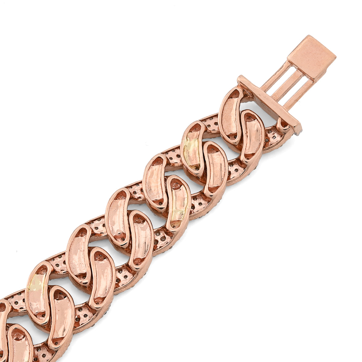 10K Rose Gold 10mm Natural Diamond 5.6CT Cuban link Bracelet 7.5" Men 23.2g — view 4