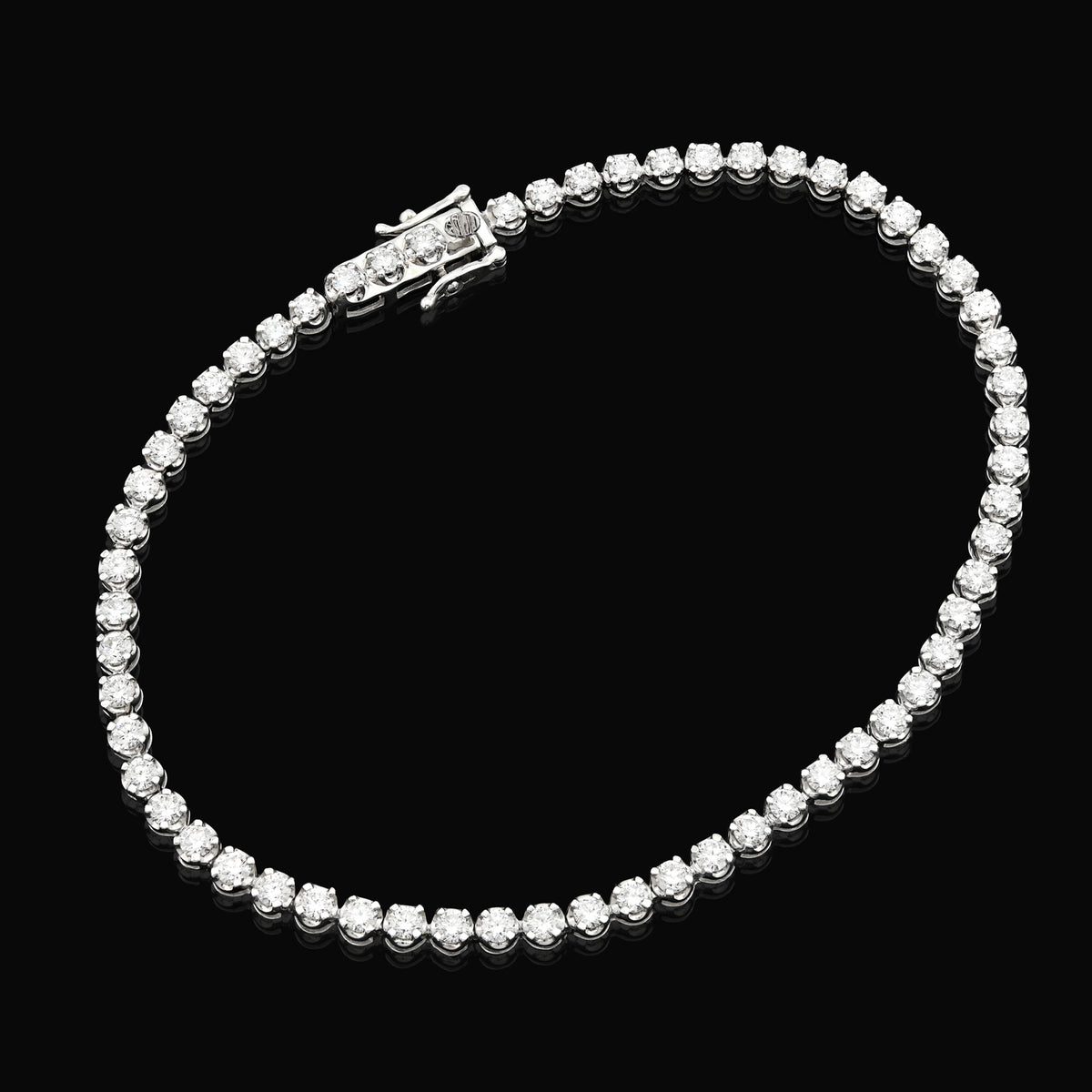925 Silver 2 CTW Lab Diamond Bracelet 7" Men Women — view 3