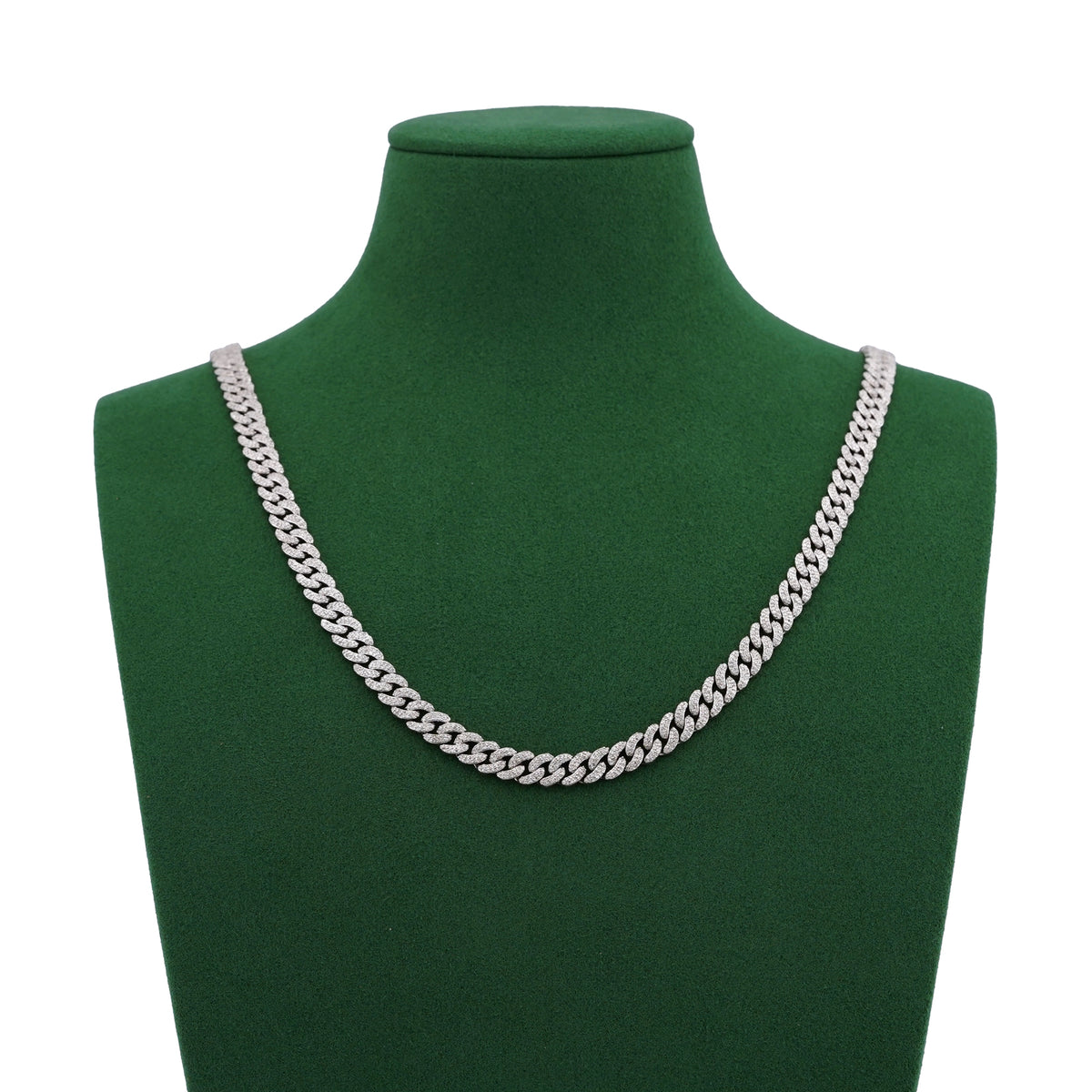 925 SS 8.10CT Natural Diamond 7MM Round Cuban Chain 22" Men Women Necklace — view 14