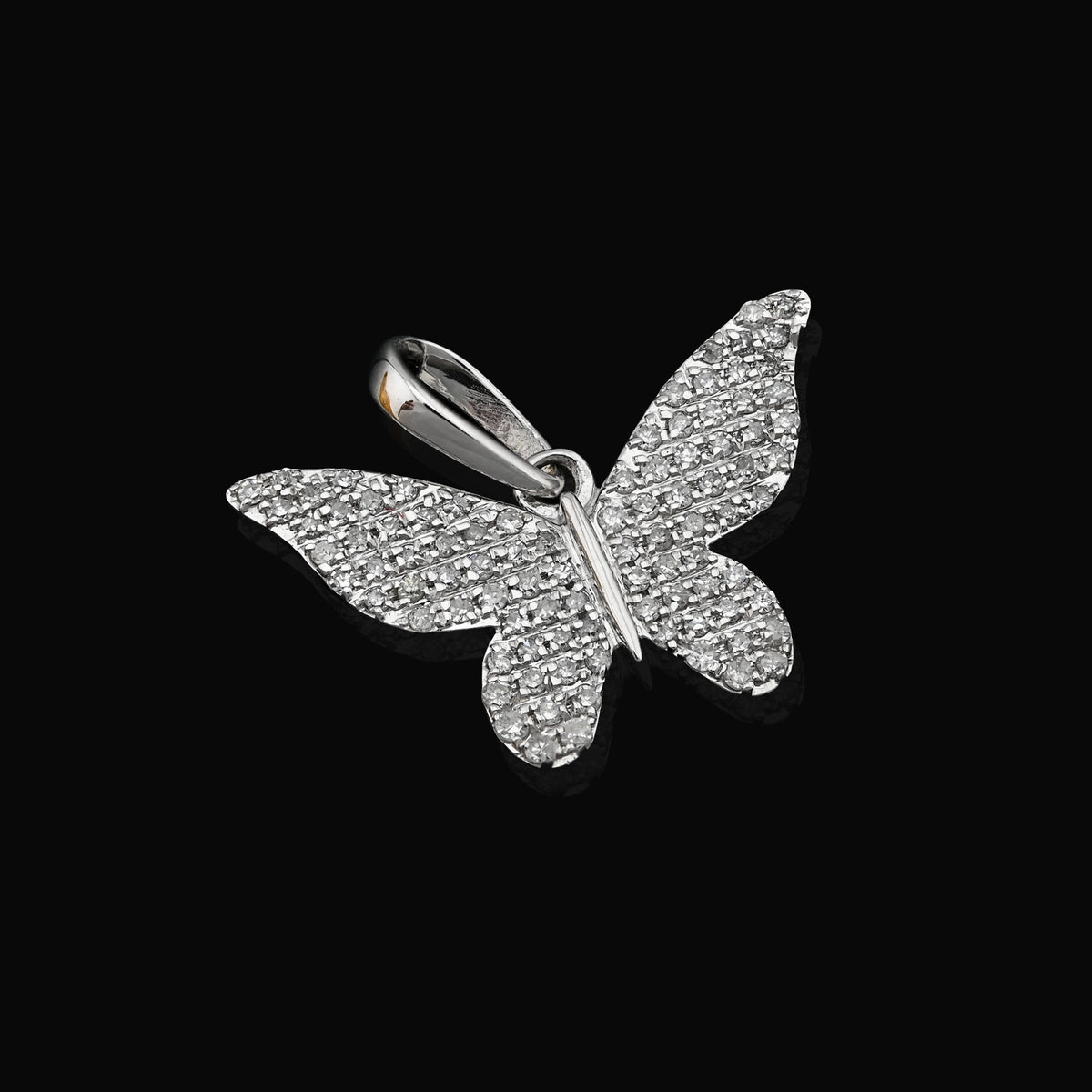 10K White Gold 0.26CT Natural Diamond Butterfly pendant Women Charm — view 6