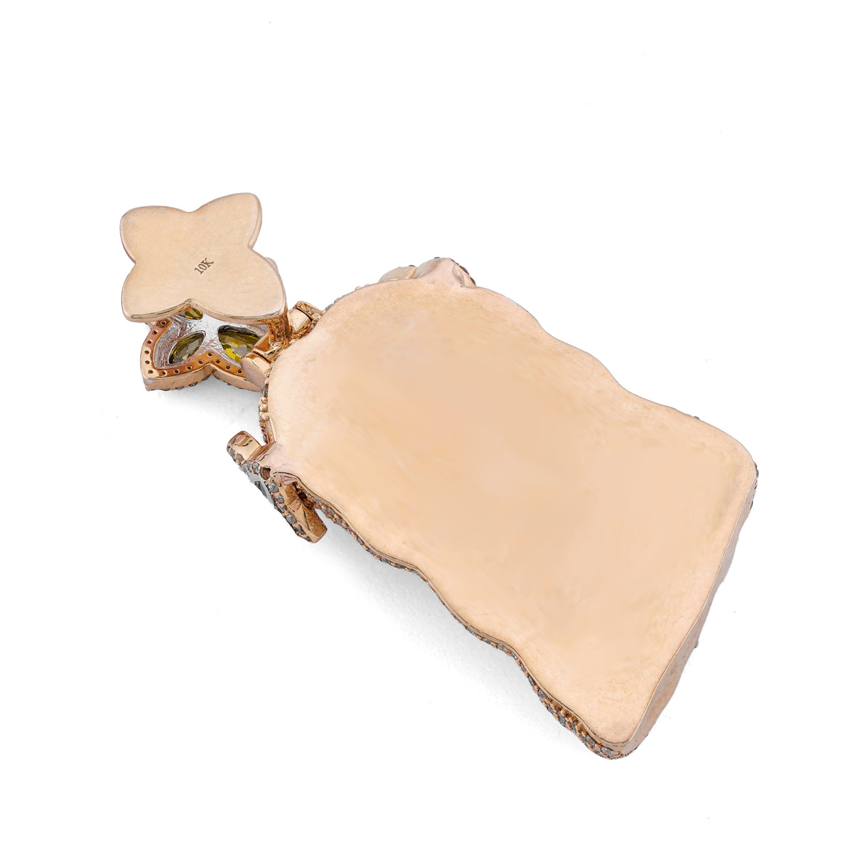 Jesus Charm w/ Clover Bail 2.6ct Natural Diamond 10K Gold Men Pendant