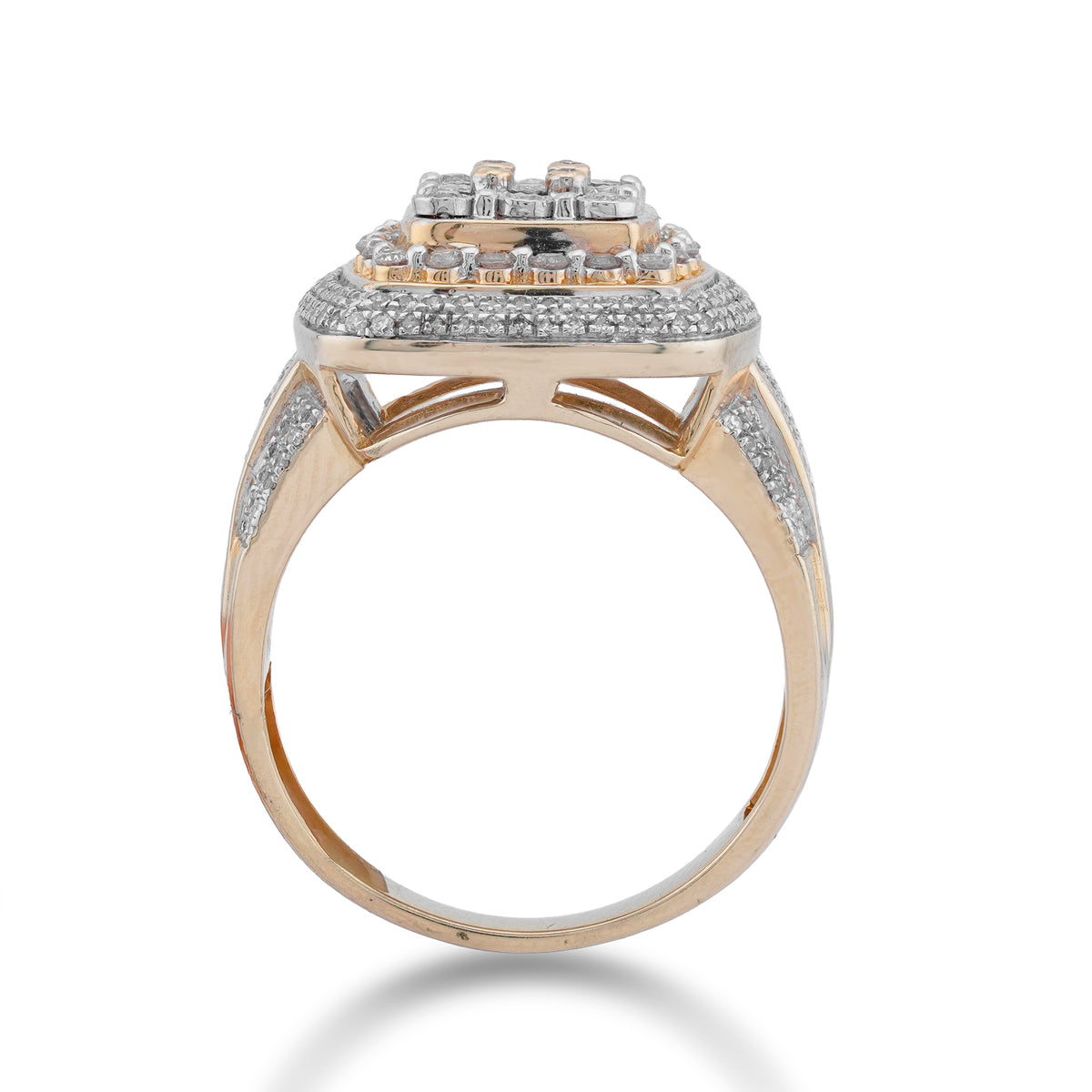 Multi Level Halo Ring Illusion set Natural Diamond 0.75CT 14K Yellow Gold Ring