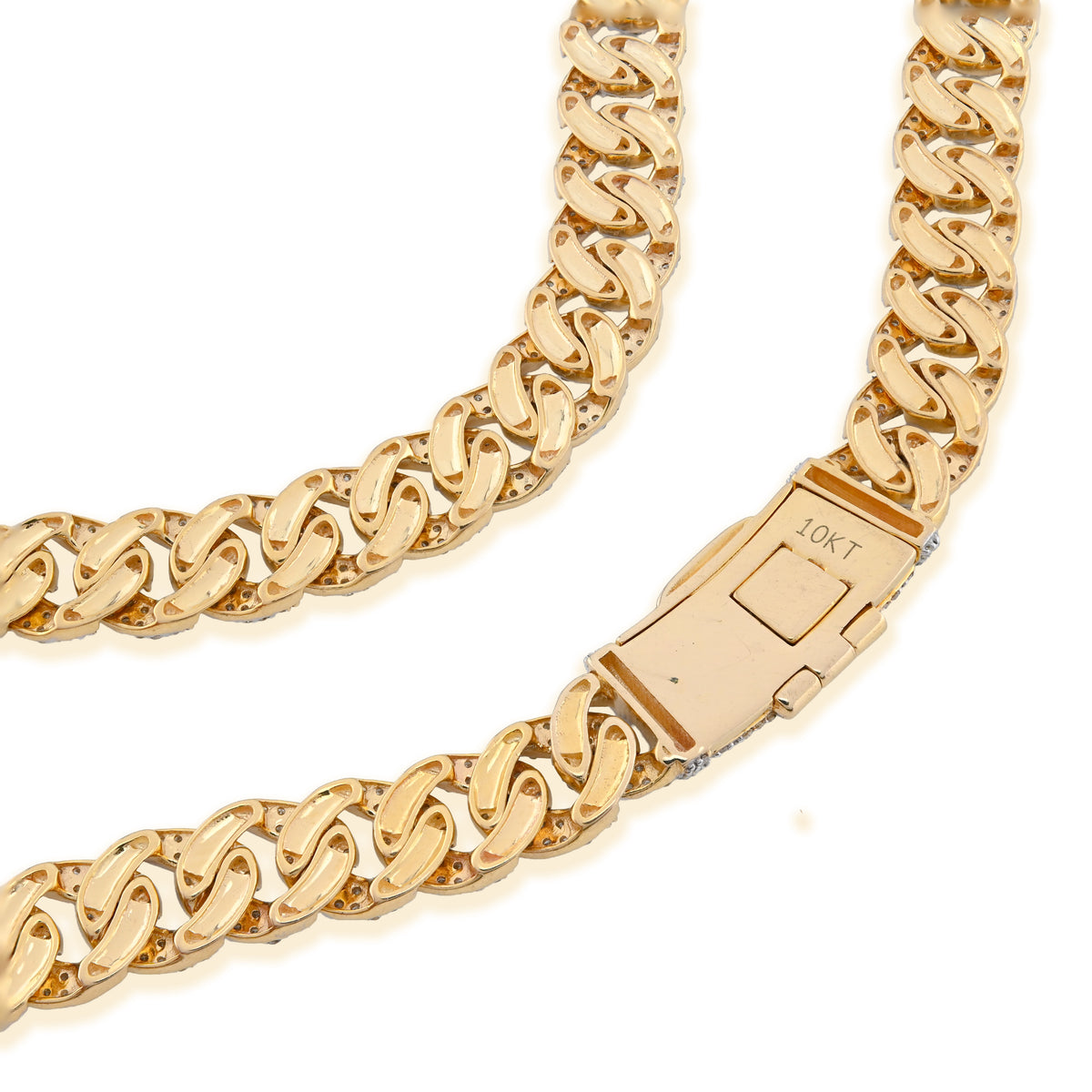 10K yellow Gold 10.3 CT Natural Diamond 8 MM Cuban Link Necklace 22" Men Chain 41.7 g — view 2