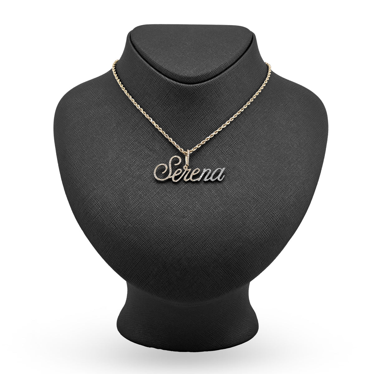 10K Yellow Gold 1 CT Natural Diamond "SERENA" Name Pendant 3.1 g Women Charm — view 3