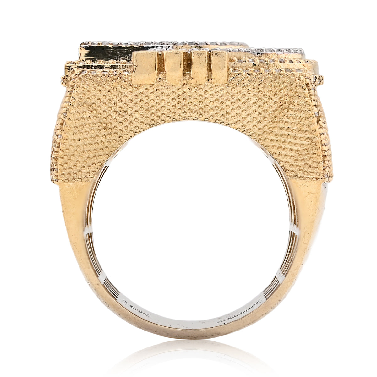 10K Yellow Gold 2.65CT BILLIONAIRE BOSS BB Initial Big Natural Diamond Men Custom Pinky Ring — view 6