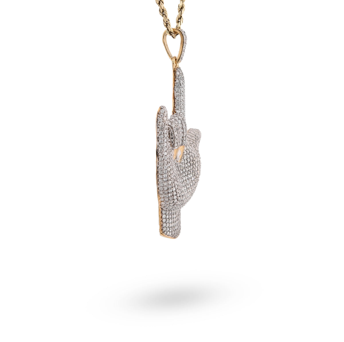 10K Yellow Gold "I LOVE YOU" Sign 3.05CT Natural Diamond Pendant Men Women Charm — view 6