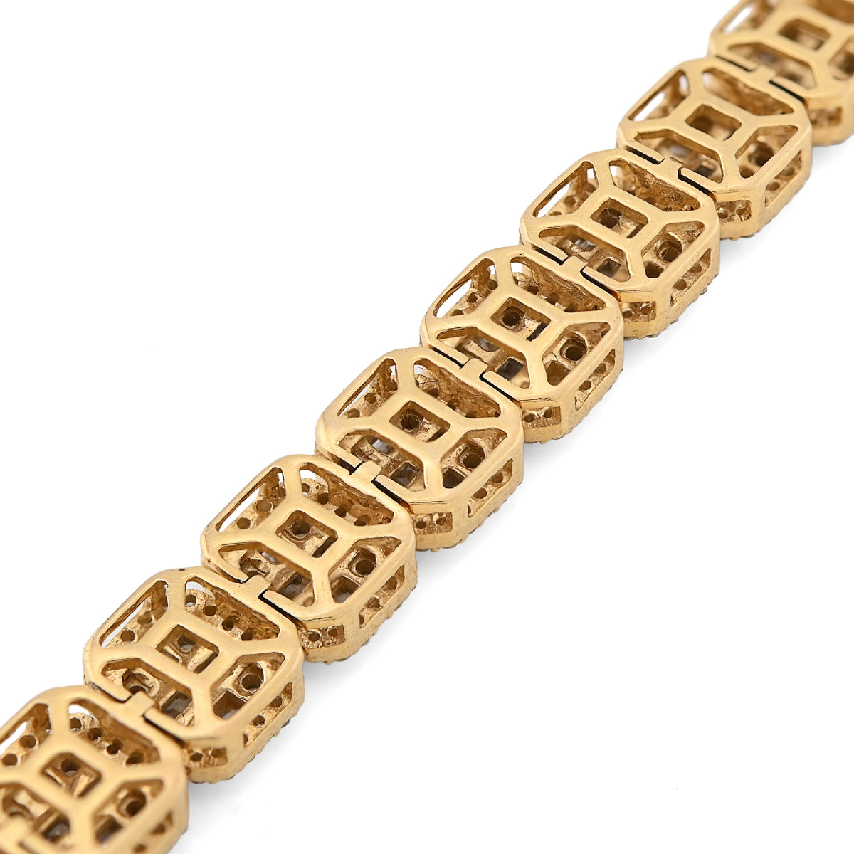 10K Yellow Gold Round/Baguette 4.12CT Natural Diamond Tennis Bracelet 6MM 8" Men Women 18.2g — view 8