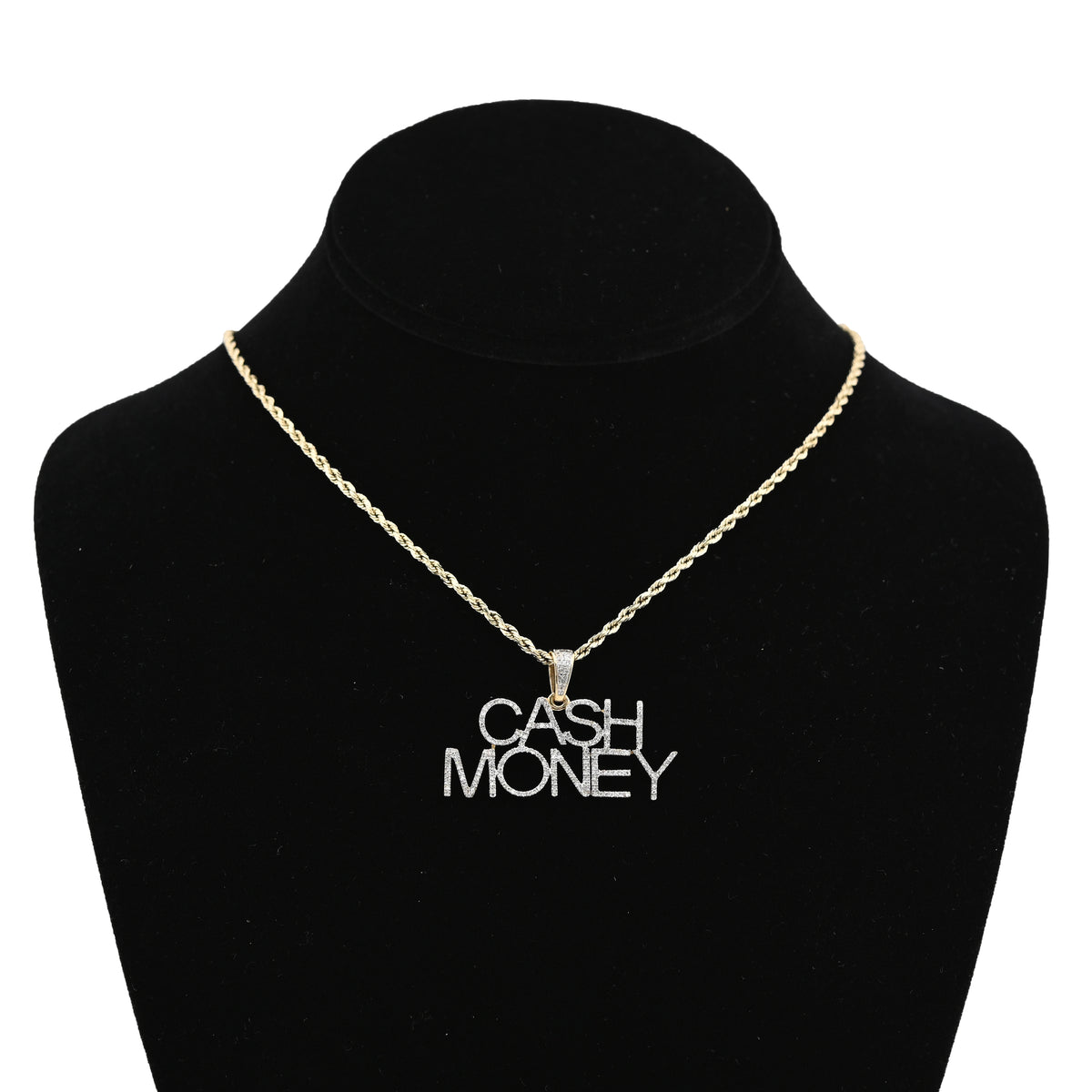 10K Yellow Gold 1CT "CASH MONEY" Natural Diamond Pendant Men Women Custom Charm — view 4