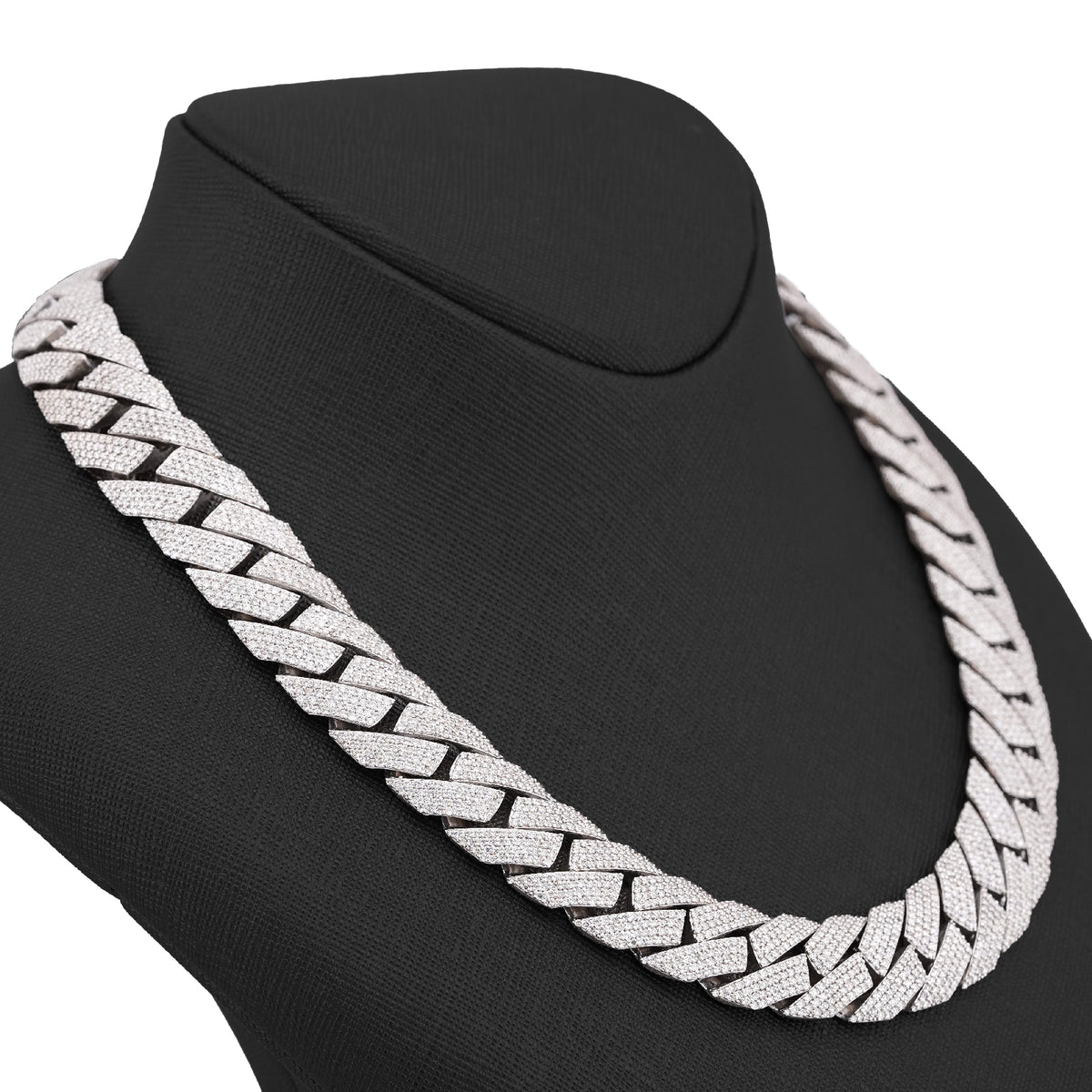 925 SS 15MM Natural Diamond 23CT Snake Cuban Link Chain 24" Men Necklace — view 3