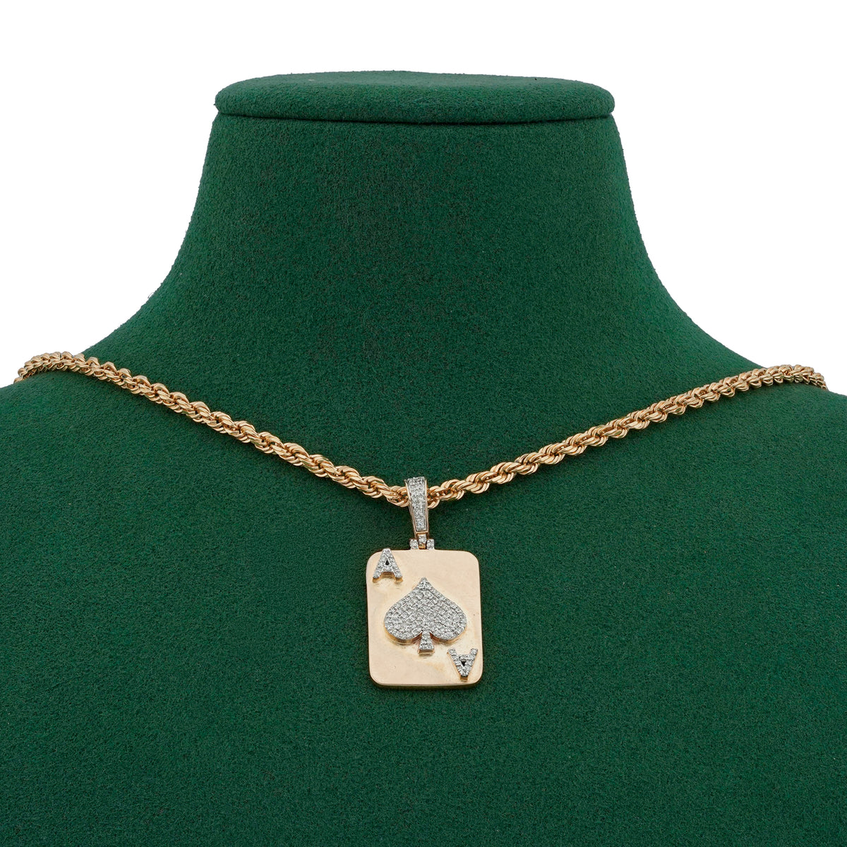 Spades Ace Charm 0.5ct Natural Diamond 10K Gold Men Women Pendant