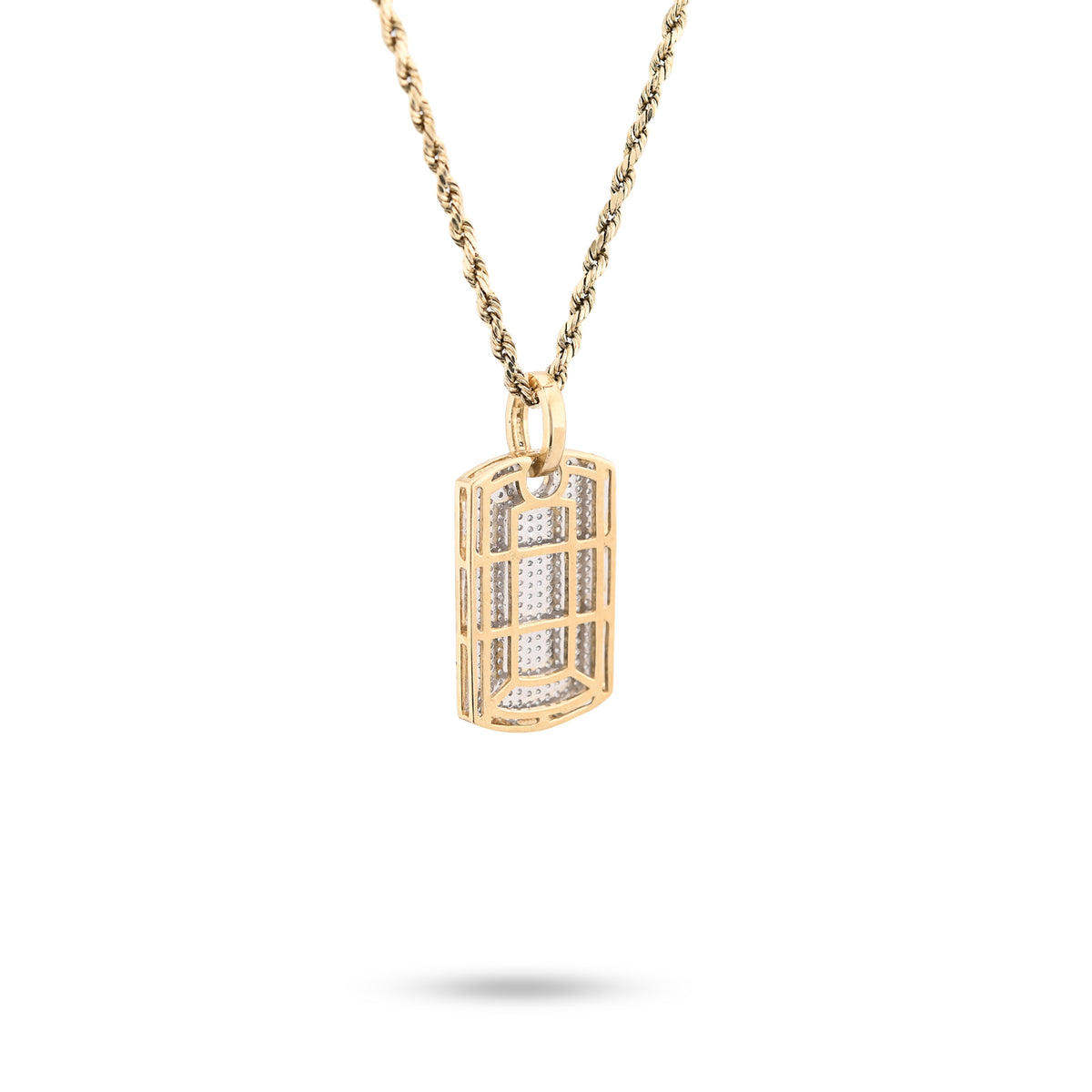 10K Yellow Gold Rectangular 0.65 CT Natural Diamond Charm Men 32.5 MM — view 4