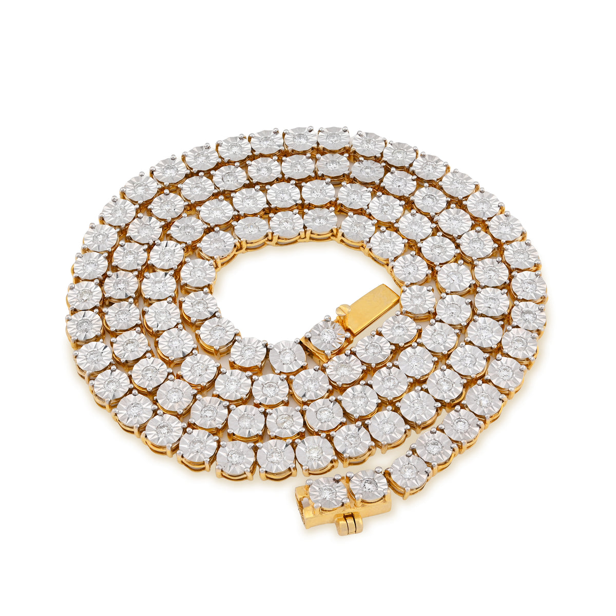 10K yellow Gold 4.94CT Natural Diamond Tennis Chain 5.5MM Necklace 22" — view 6