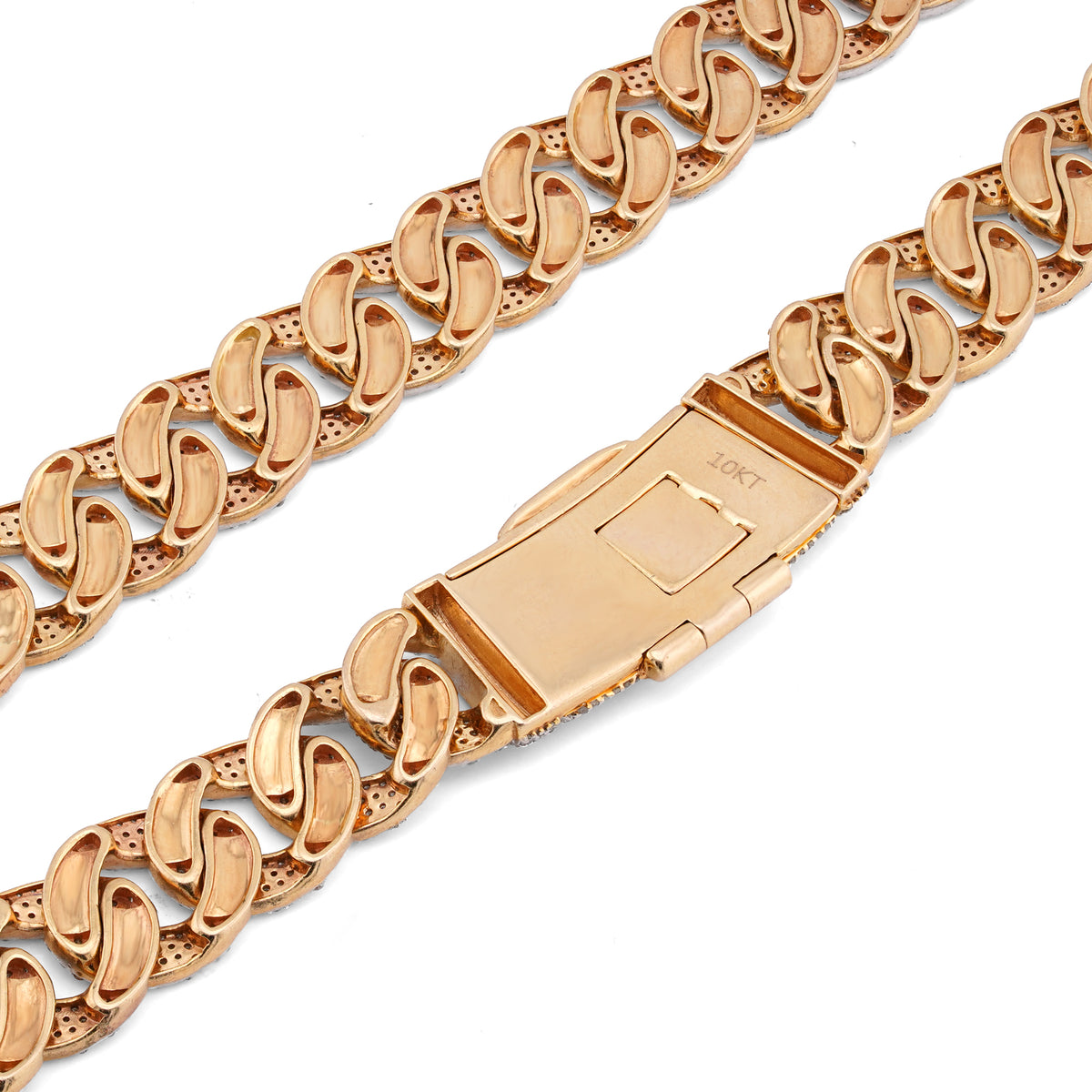 10K Yellow Gold 19.87CT Natural Diamond Cuban Link Chain 12MM 22" Men Necklace — view 5