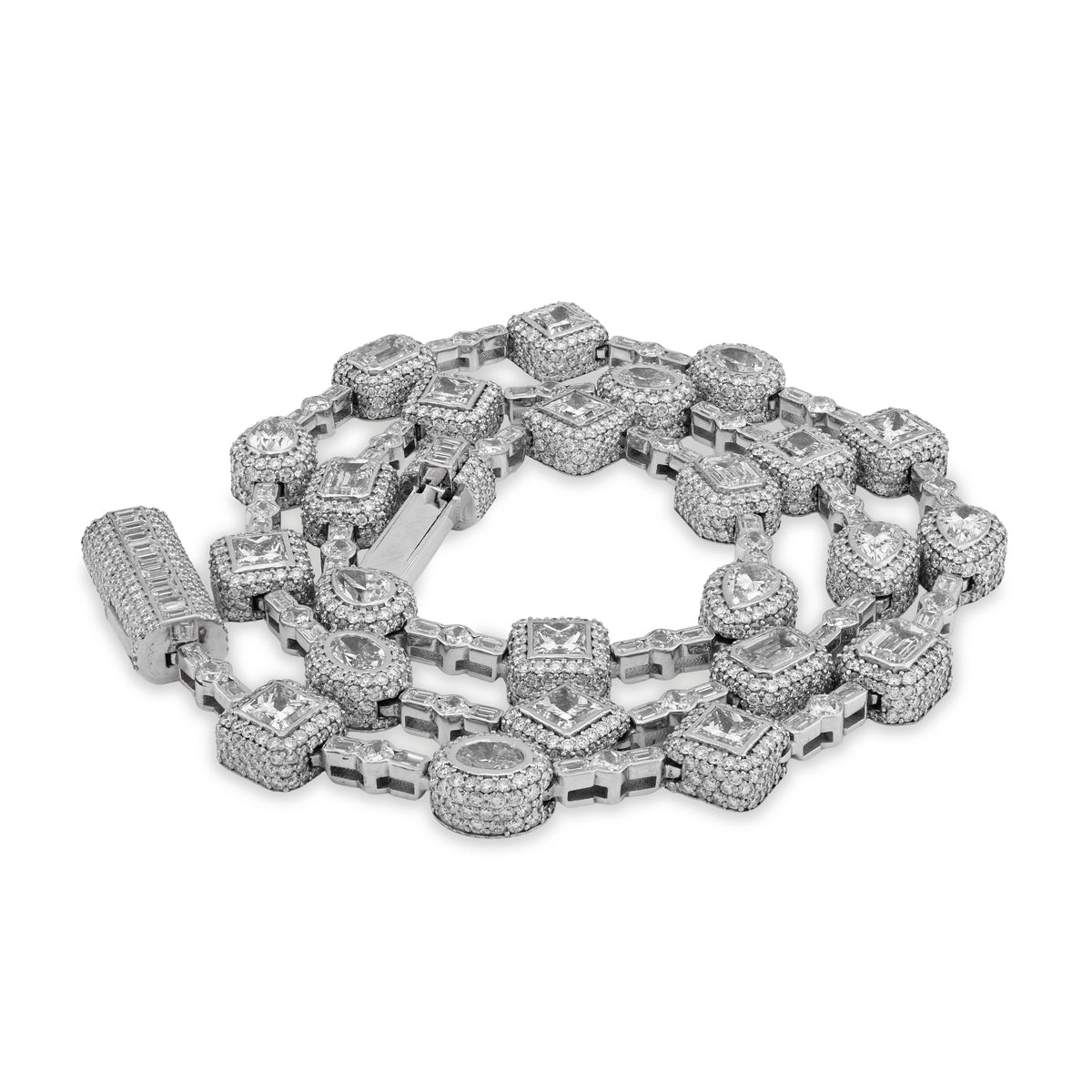 10K White Gold 58.02CT Lab Solitaire Diamond Chain Men Women — view 3