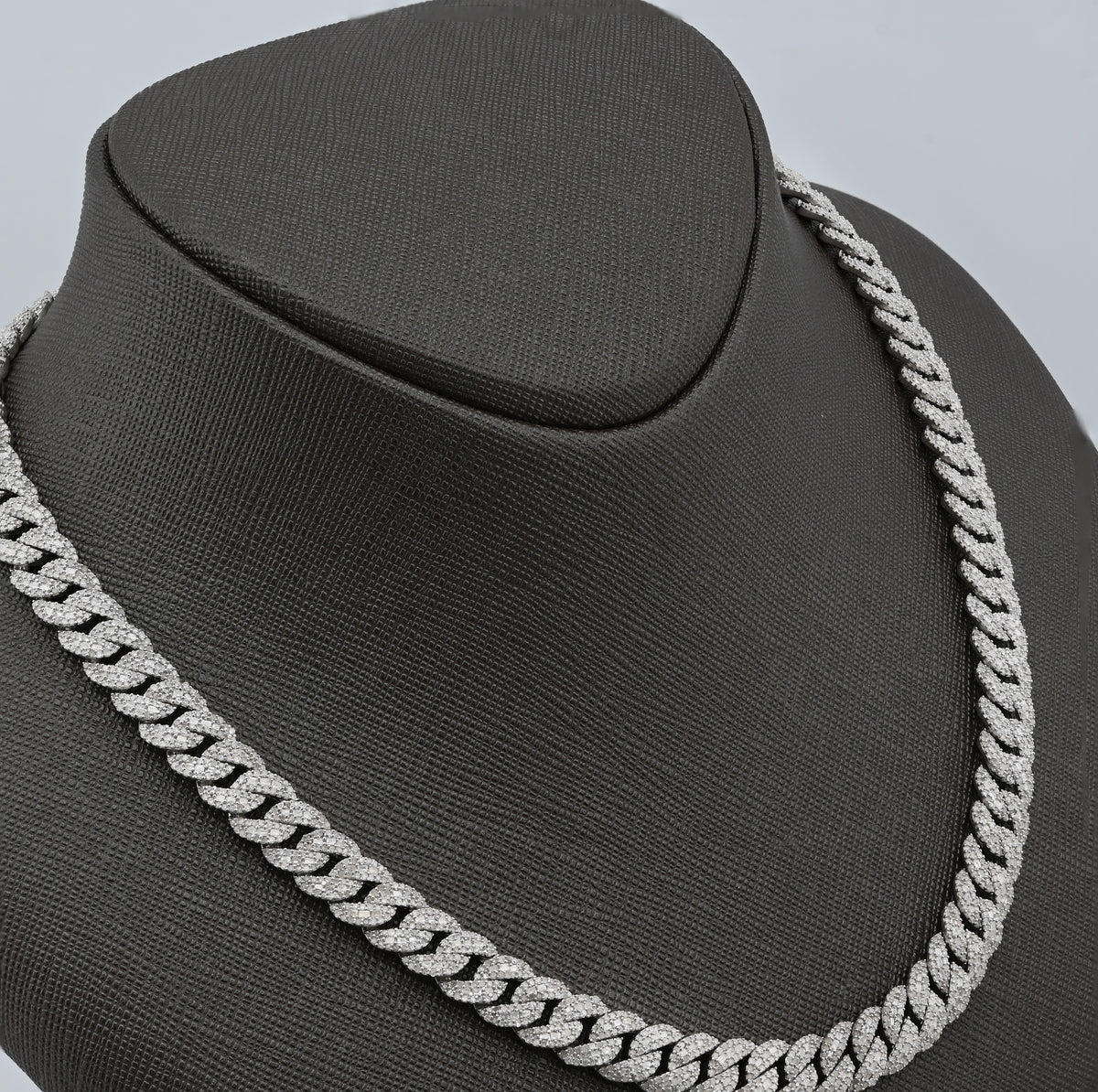 925 Sterling Silver 11.67 CT Natural Diamond 8 MM Cuban Link Necklace 22" Men Chain 72.6 g — view 8