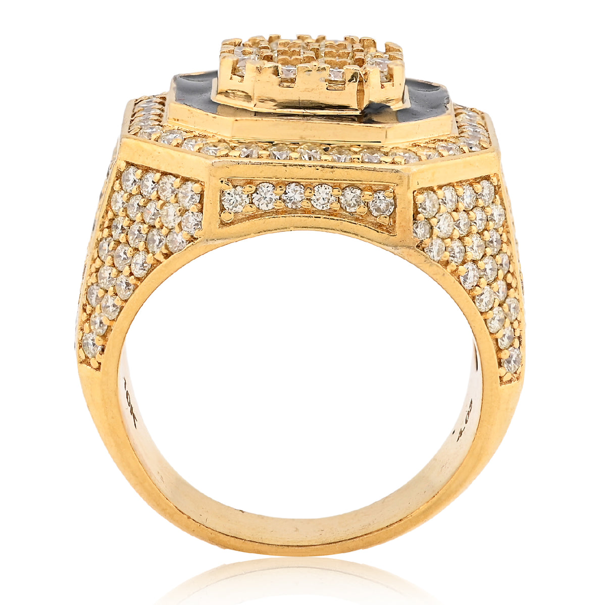 10K Yellow Gold 4.03CT Natural Diamond Octagon Shape Black Centre Men Pinky Ring — view 5