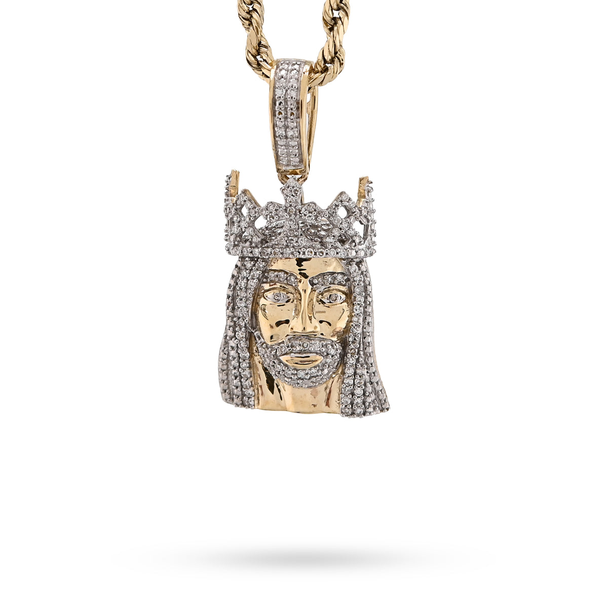 10K Yellow Gold 0.20 CT Natural Diamond Jesus Head Pendant — view 4