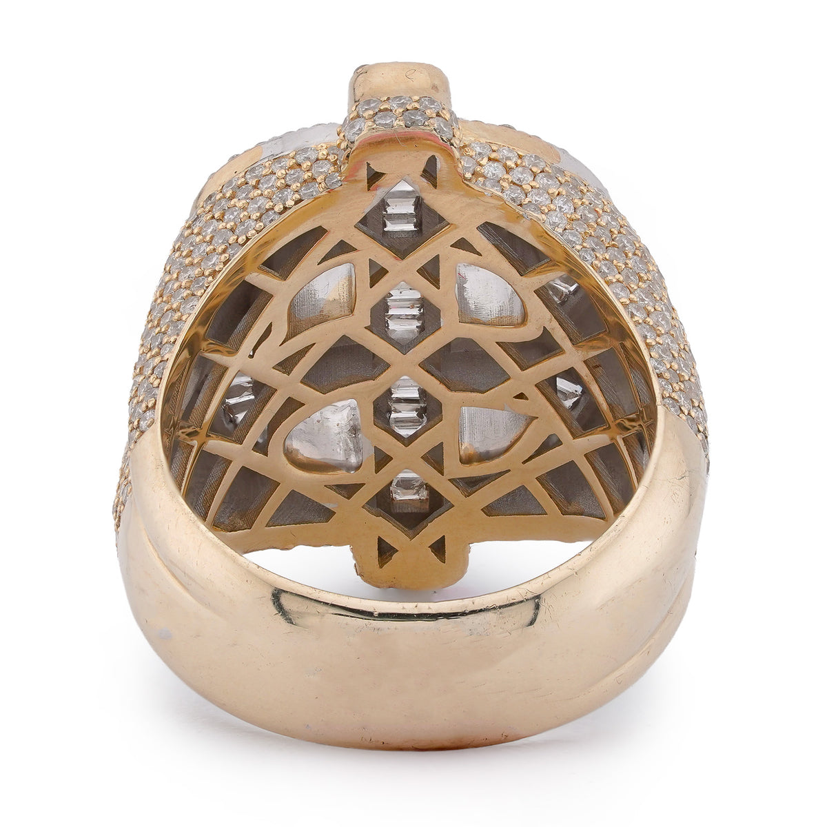 Dollar Sign Ring Baguette/ Round 3.3CT Natural Diamond 10K Gold Men Ring