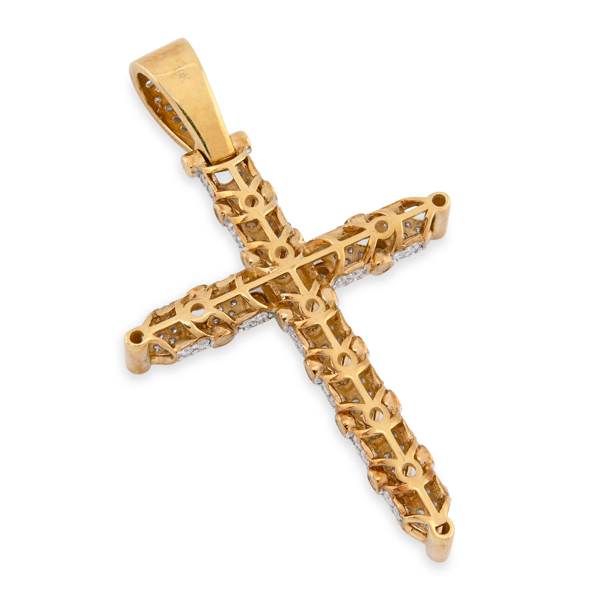10K Yellow Gold Snake Link Cross Pendant 2.8CT Natural Diamond Religious Men Women Charm — view 8