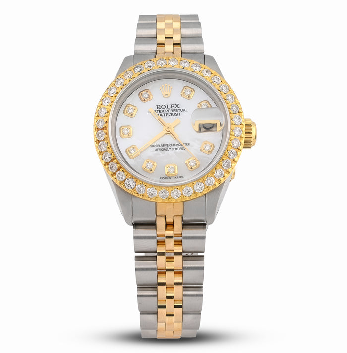 26MM Rolex Datejust 1.25 CT Natural Diamond Bezel and Dial, MOP Face 2 Tone Jubilee Band Watch — view 1