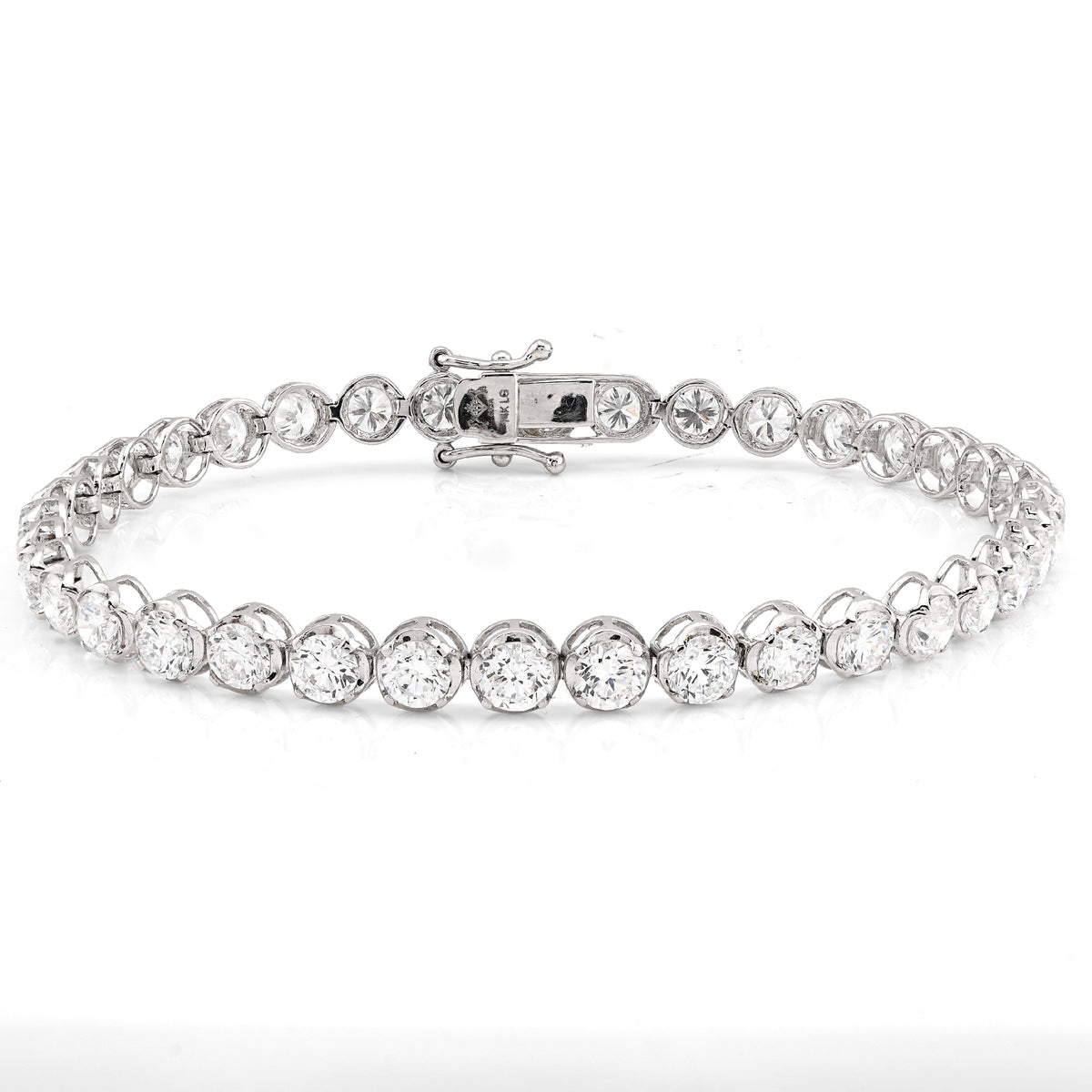 14K White Gold 7CT Lab Diamond 7" 15 Pointer Men Women Tennis Bracelet 4.5MM 7g — view 1