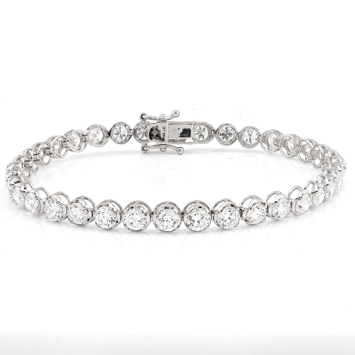 14K White Gold 7CT Lab Diamond 7" 15 Pointer Men Women Tennis Bracelet 4.5MM 7g — view 1