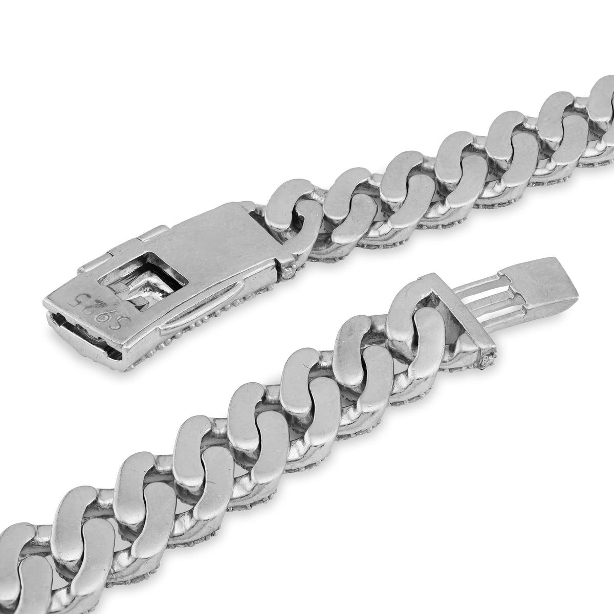925 SS 20.61CT Lab Diamond 11MM Curb Cuban Link Chain 21" Men Necklace — view 7
