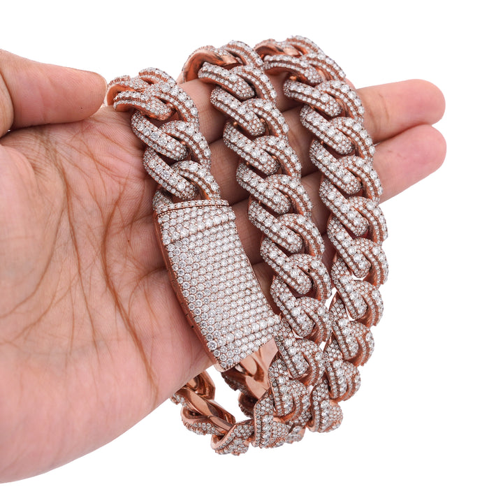 10K Rose Gold 60.58CT Round Cuban link natural Diamond 203 Grams Chain Men 15MM 22" Necklace — view 1
