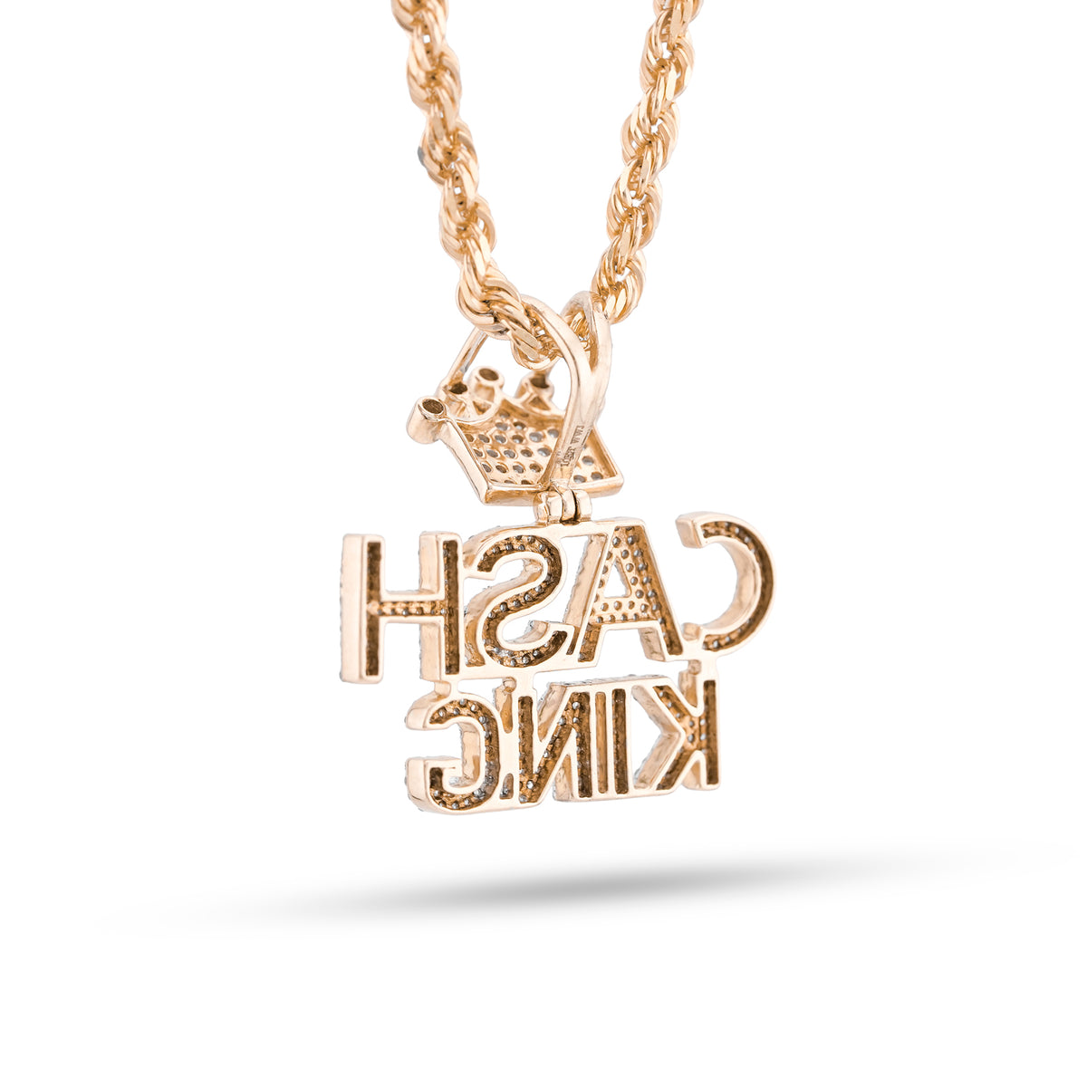 CASH KING Charm w/ Crown Bail 1.06ct Natural Diamond 10K Gold Men Pendant