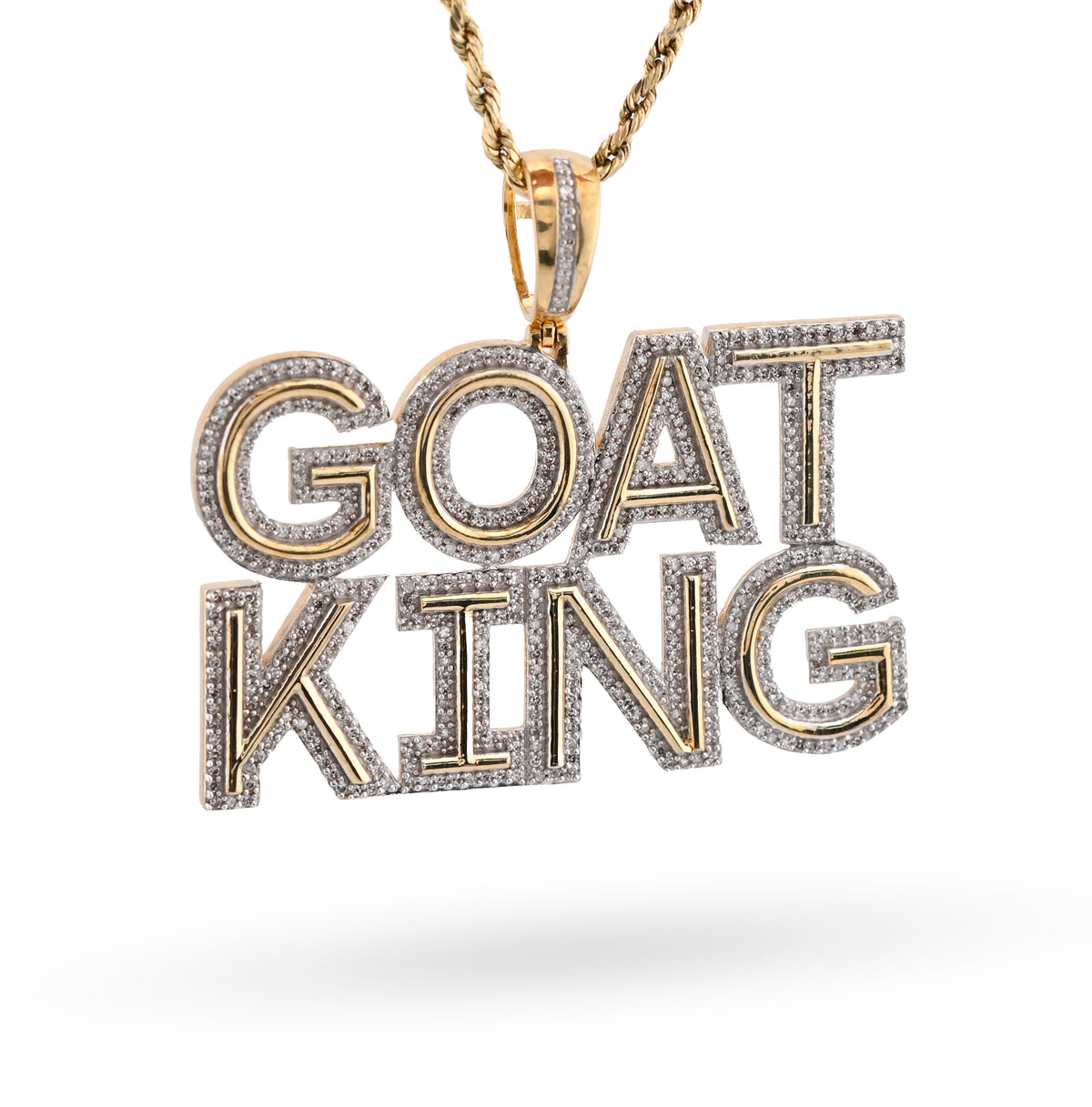 10K Yellow Gold "Goat King" Custom Pendant 1.5CT Natural Diamond Men Charm — view 2