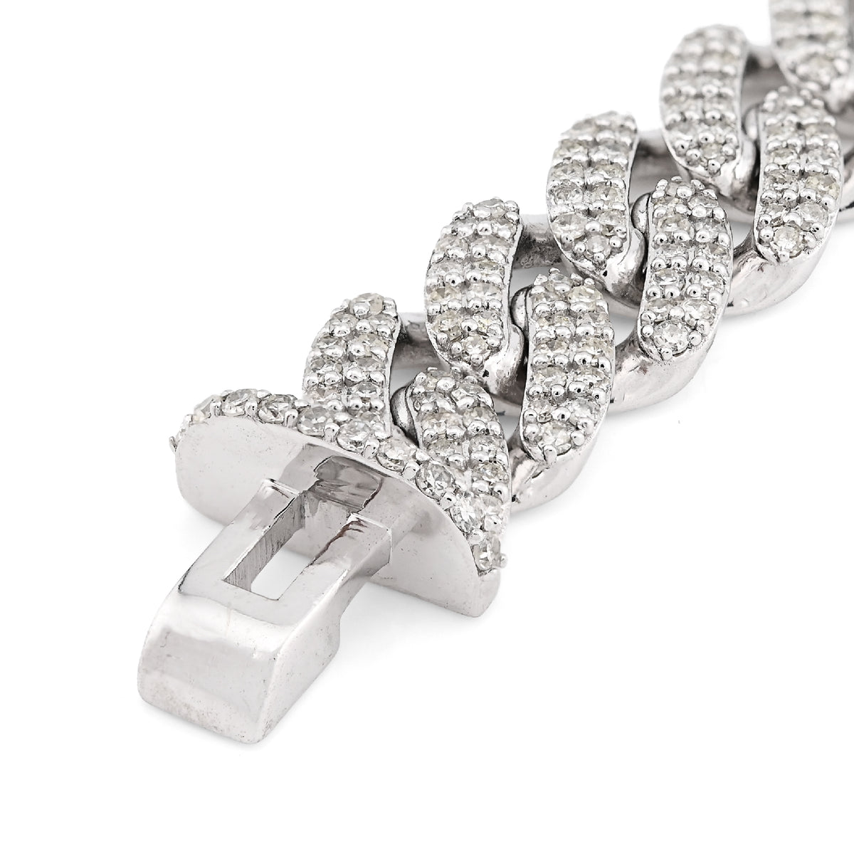 10K White Gold 5.35CT Natural Diamond Round 10MM Cuban Link Men Women 8" Bracelet 35.3g — view 4