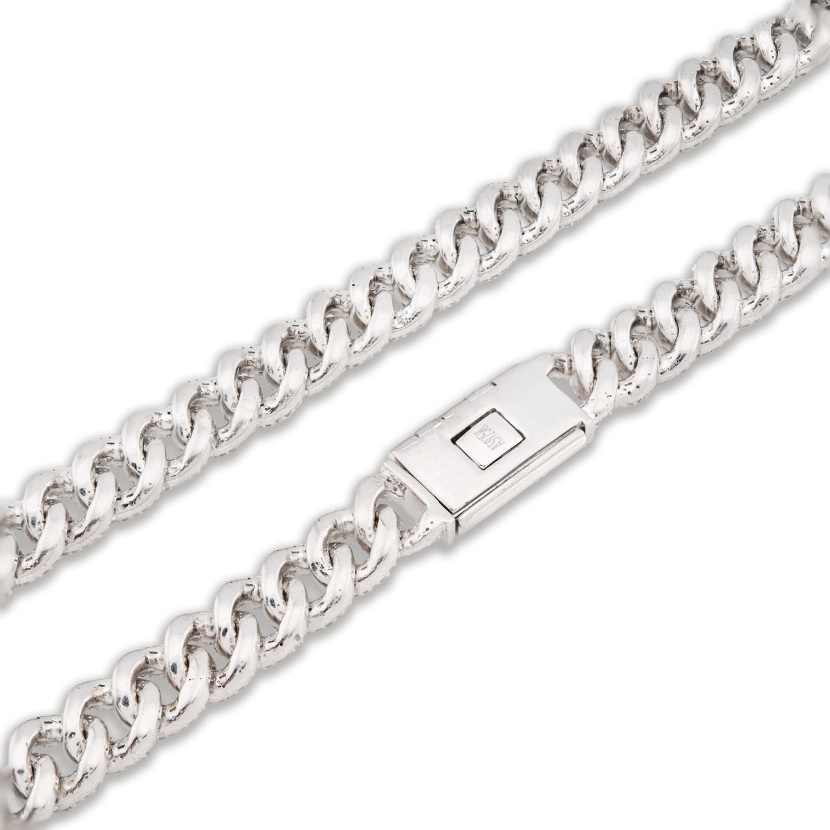 925 Sterling Silver 11.67 CT Natural Diamond 8 MM Cuban Link Necklace 22" Men Chain 72.6 g — view 2