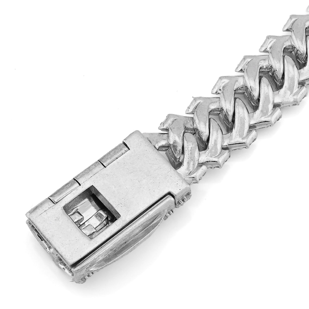 925 SS 4.2CT Natural Diamond Snake Cuban Link 8MM Mens 8" Bracelet 21.9g — view 7