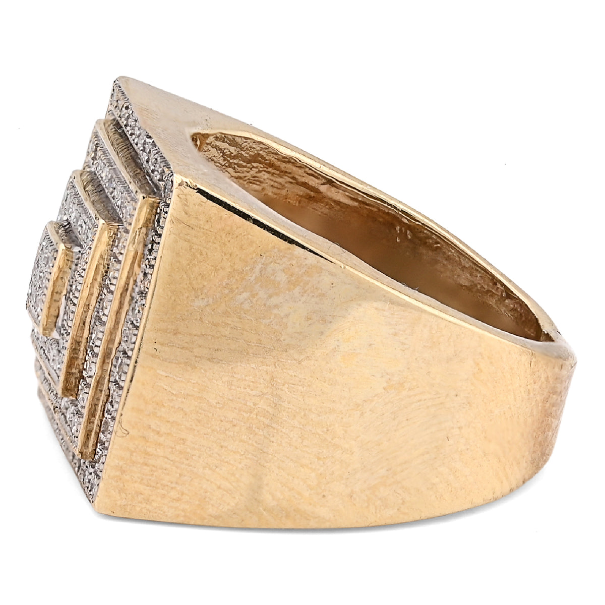 10K Yellow Gold 0.69CT Natural Diamond Multi Level Square Shape Men Pinky Ring — view 4