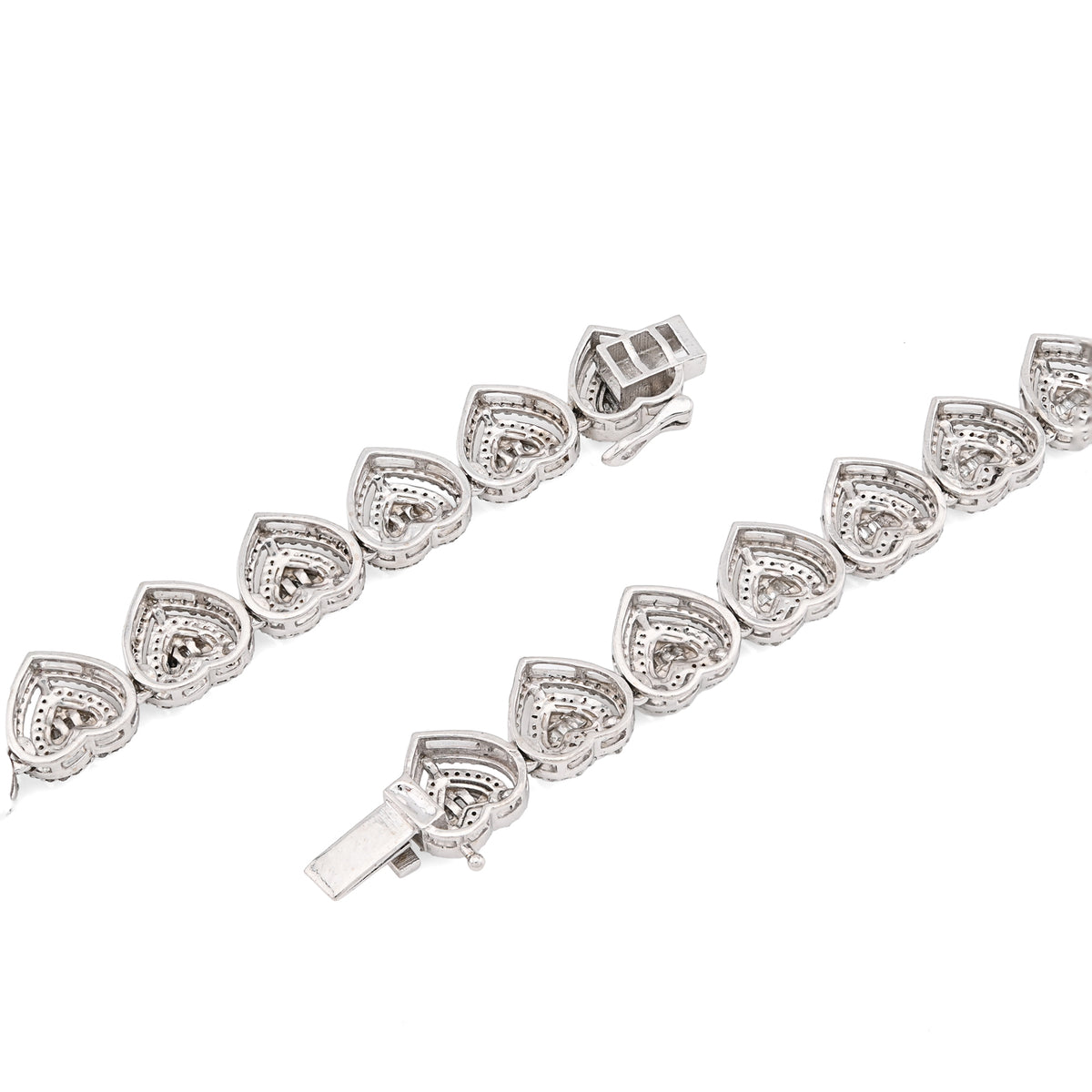 925 SS 6 CT Natural Diamond Heart Shape link Necklace Women Chain — view 4