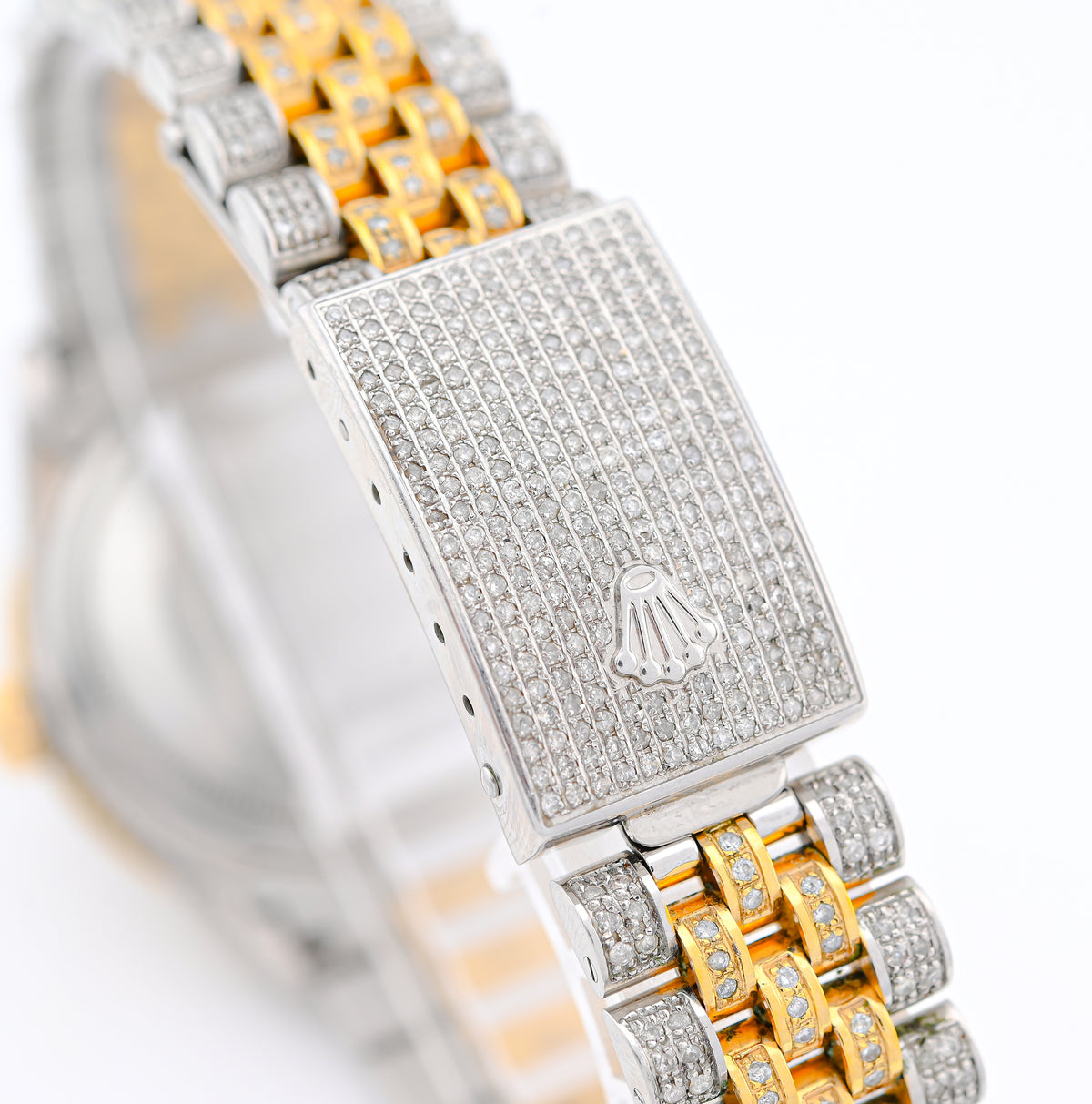 Rolex 36MM DateJust 15.75CT Natural Diamond Bussdown Roman Numeral Dial Jubilee Band 2 Tone Yellow Watch — view 3