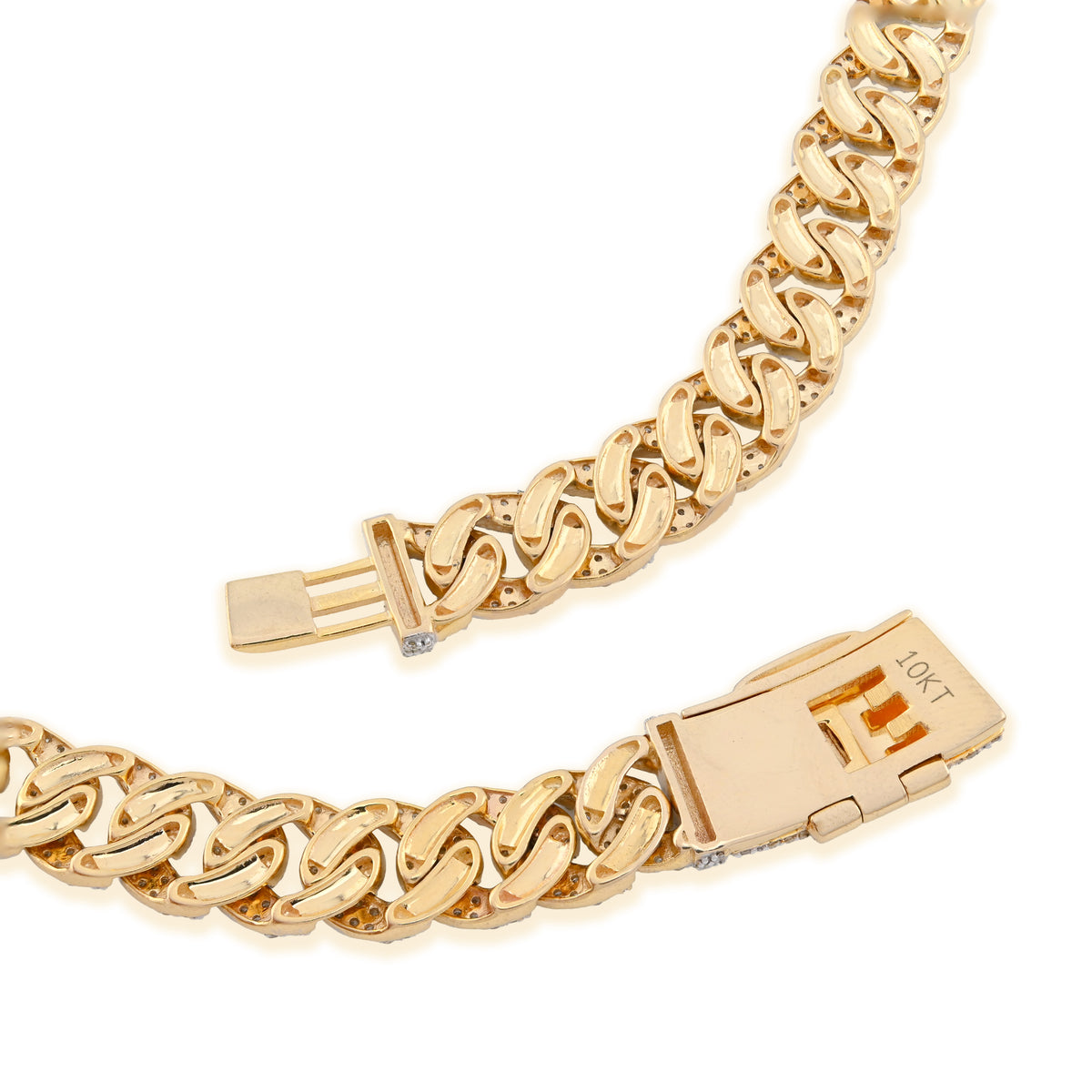 10K yellow Gold 10.3 CT Natural Diamond 8 MM Cuban Link Necklace 22" Men Chain 41.7 g — view 4