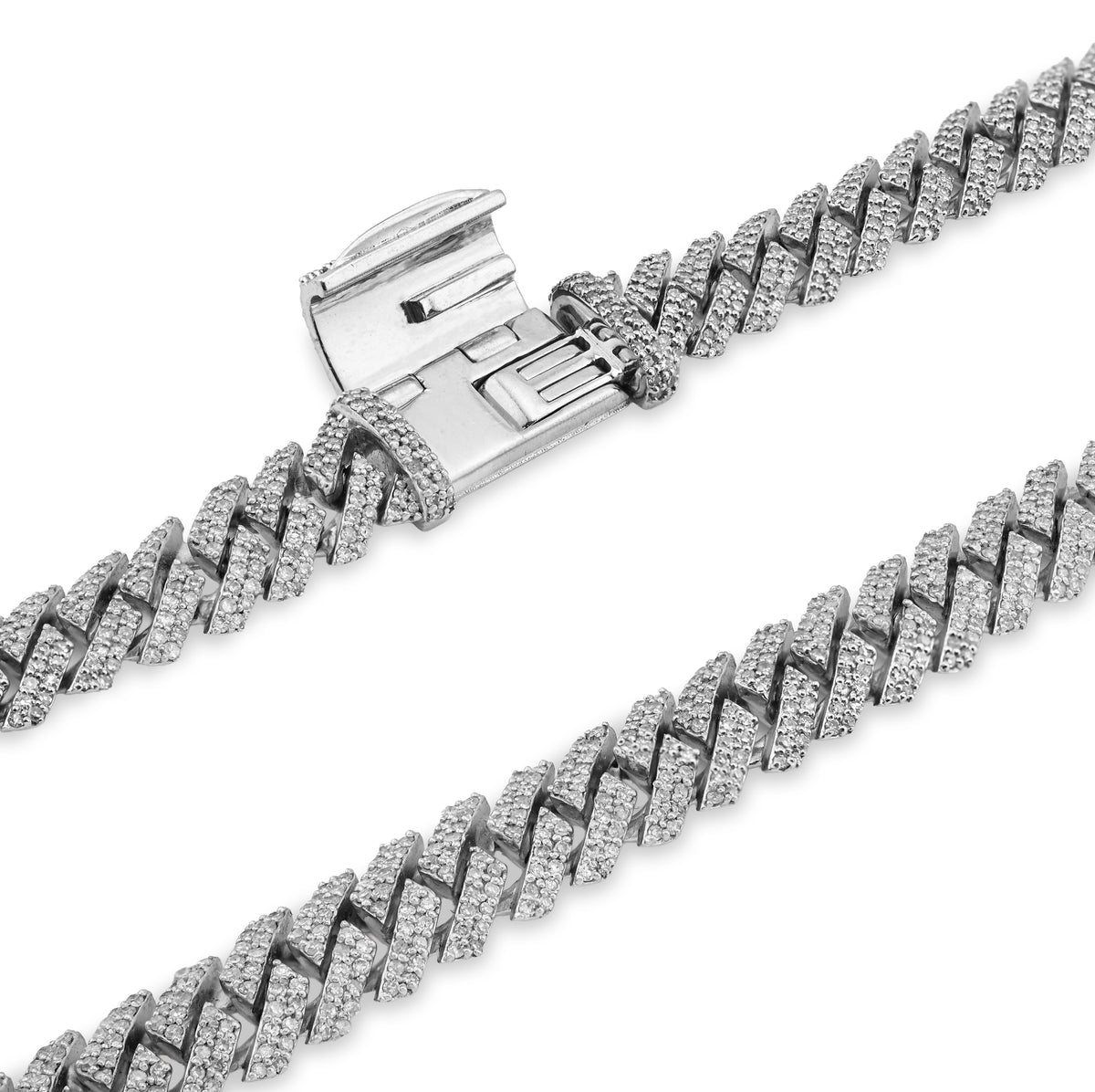 925 SS 9.7CT Natural Diamond Snake Cuban Link 8MM Chain Men Women 22" Necklace — view 4