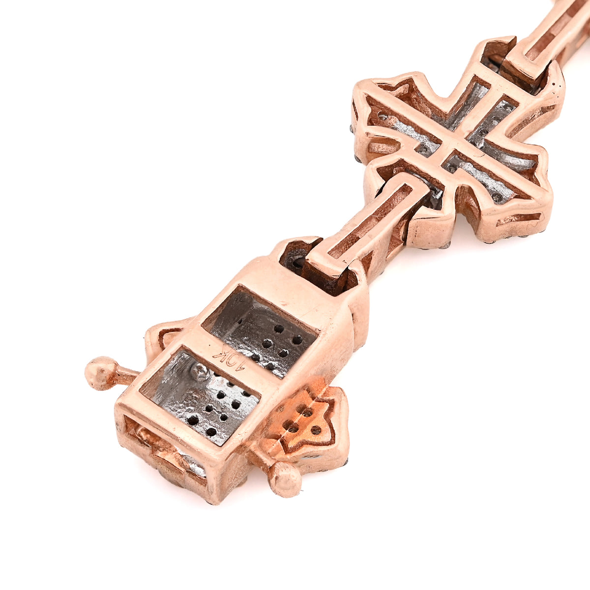 10K Rose Gold 3.30CT Natural Diamond 8" Cross Link 8" Bracelet Men Women 23.3g — view 7