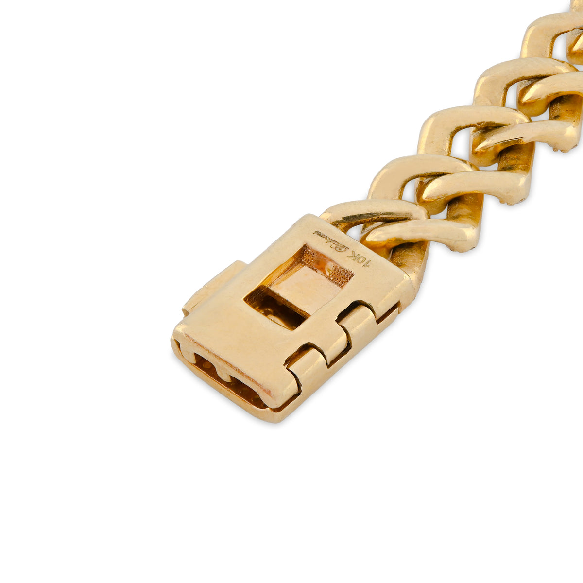 10K Yellow gold 3.45CT Natural Diamond Baguette/Round Butterfly and Cuban Link Bracelet Women 7" — view 7