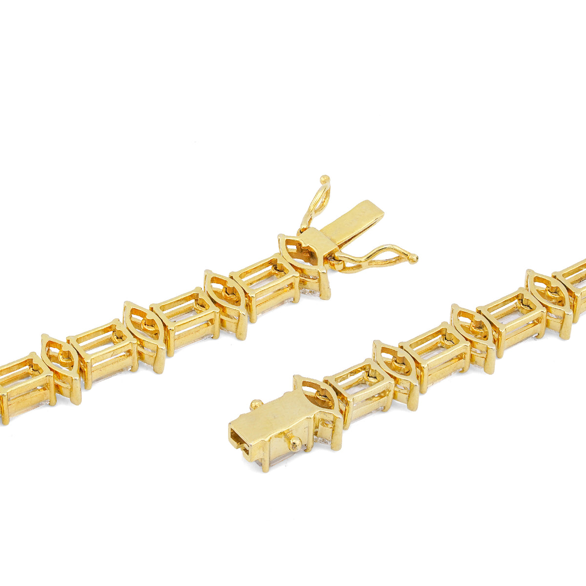10K Yellow Gold 80CT 75 Pointer Emerald/Marquise Solitaire Lab Diamond 24" Men Women Tennis Chain — view 5