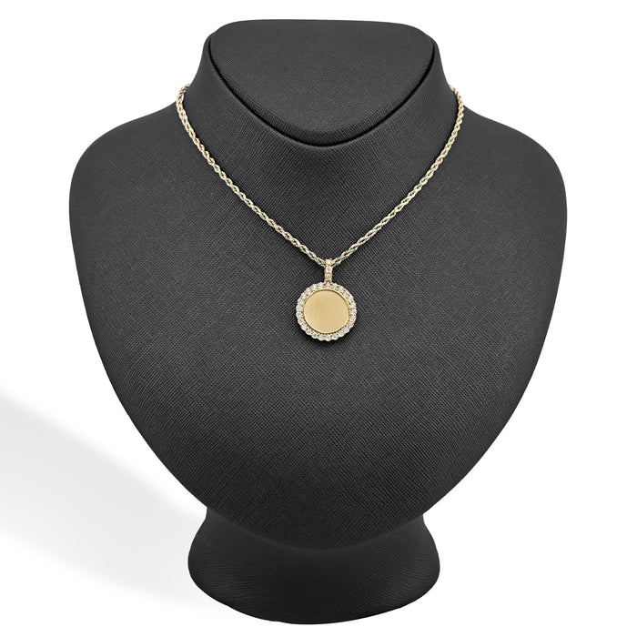 10K Yellow Gold 0.24 CT Natural Diamond Small Memory Picture Pendant Men Women Charm — view 1