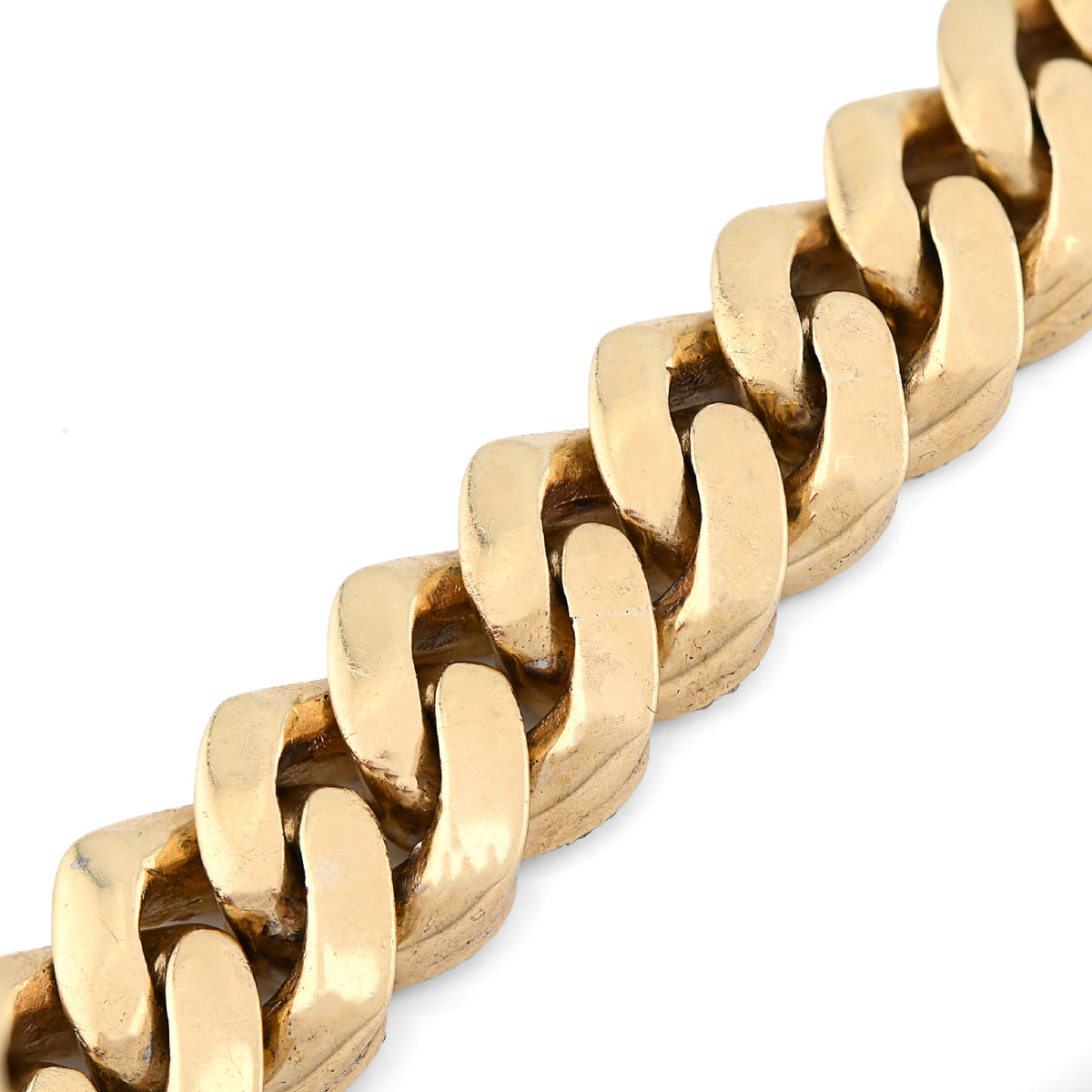 10K yellow Gold 8CT Natural Diamond Round/Baguette 11.5MM Cuban Link Bracelet 8" Men 70.2g  — view 3