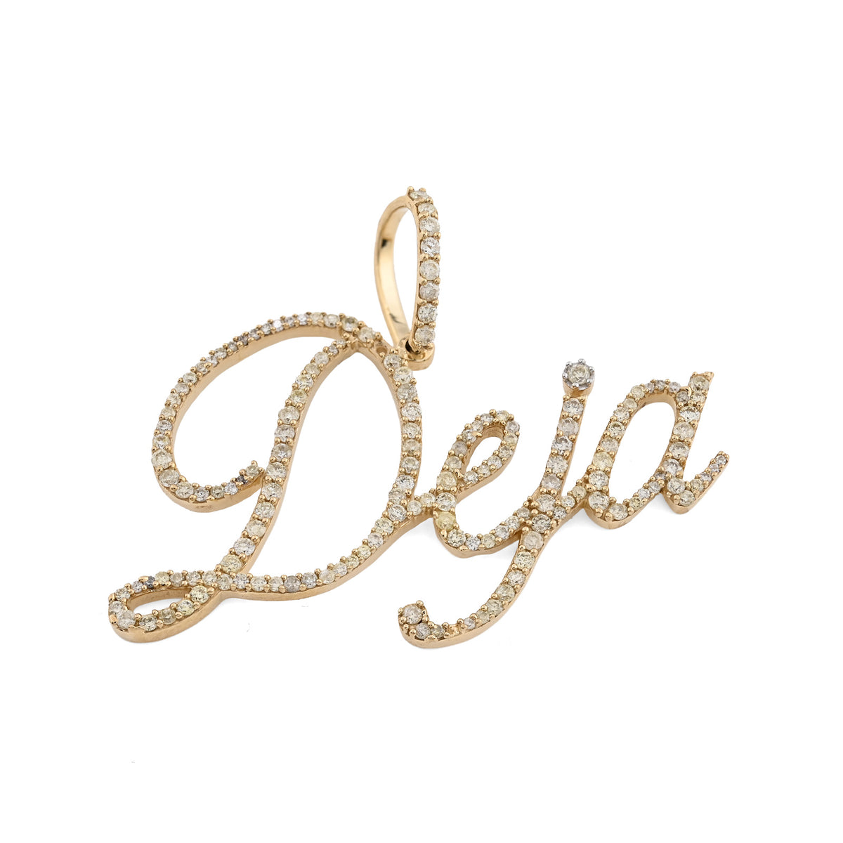 10K Yellow Gold 1 CT Natural Diamond "DEJA" Name Pendant 3 g Charm — view 9