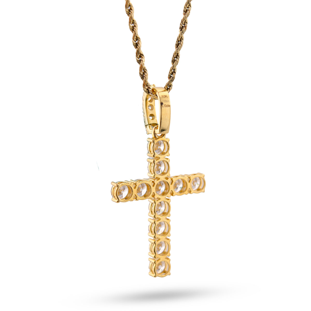50 Pointer Cross Pendant 10K Yellow Gold 5.70CT Lab Diamond Men Women Charm — view 3
